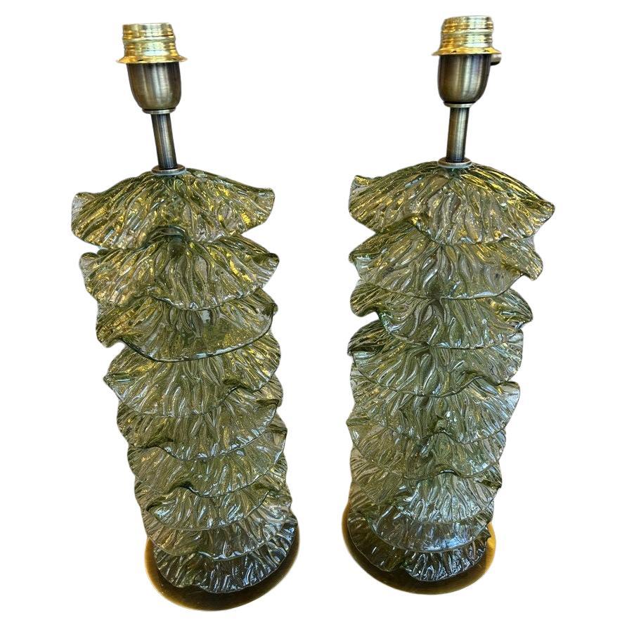Paar Tischlampen aus Murano-Glas