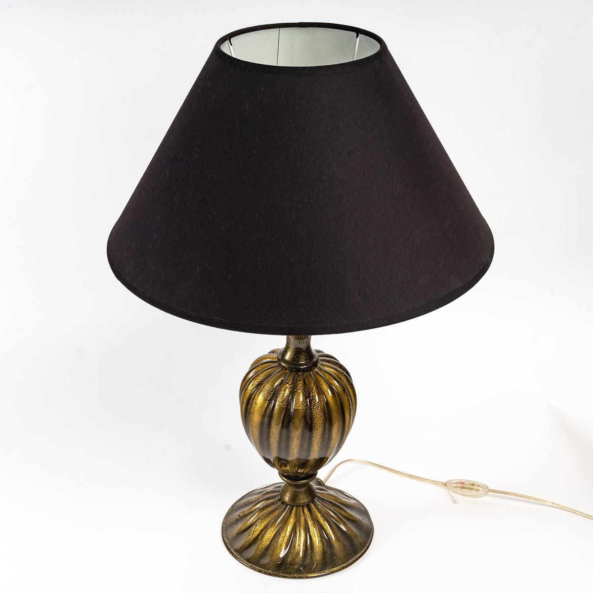 Doré Paire de lampes de bureau en verre de Murano, Italie, 1950. en vente