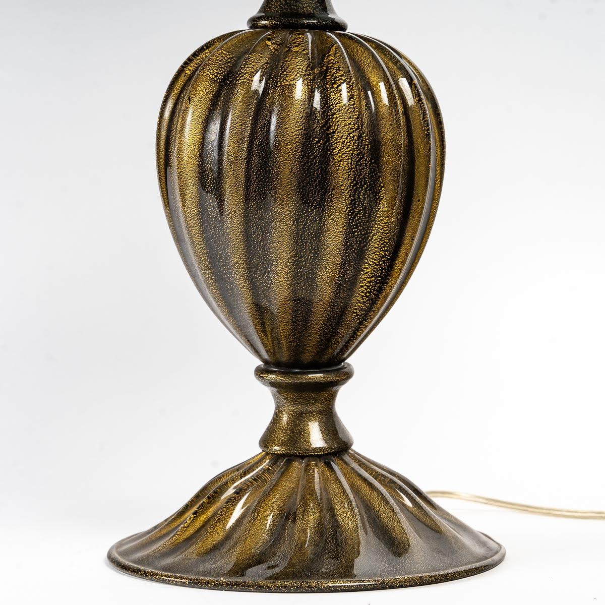 Paire de lampes de bureau en verre de Murano, Italie, 1950. Bon état - En vente à Saint-Ouen, FR