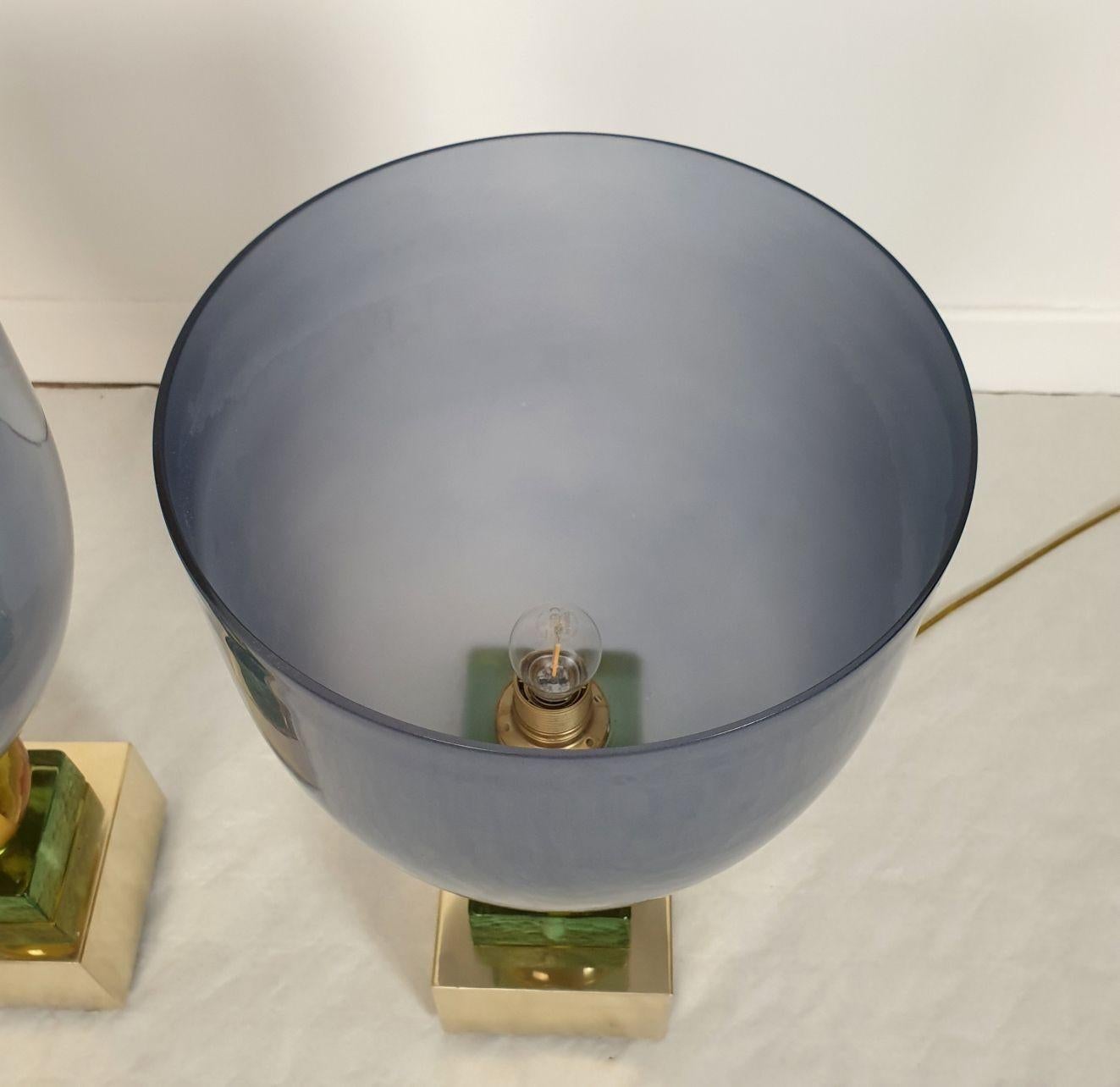 Paire de lampes de table en verre de Murano, Italie en vente 5