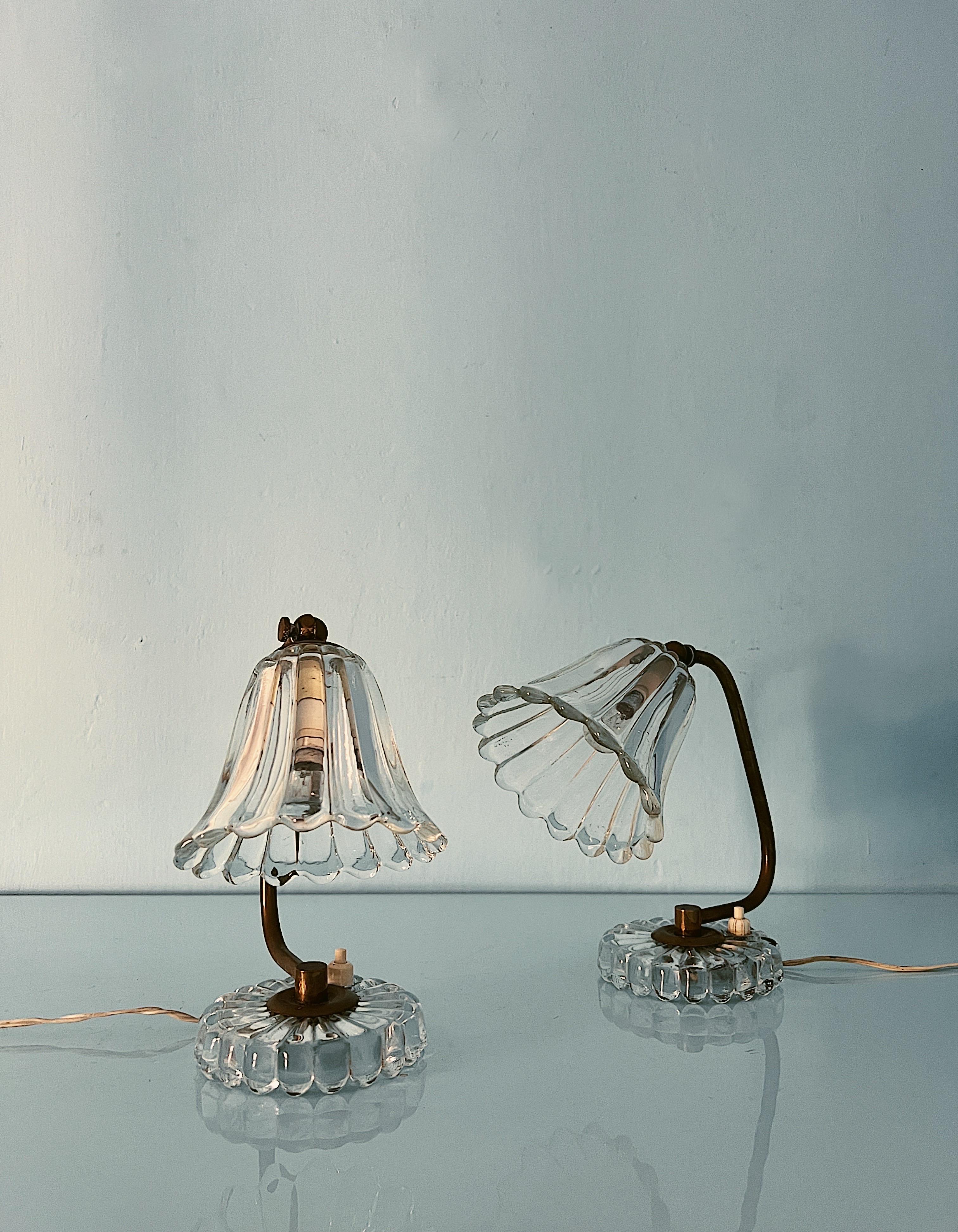 Mid-Century Modern Pair of Murano glass table lights by Ercole Barovier, 1940s
