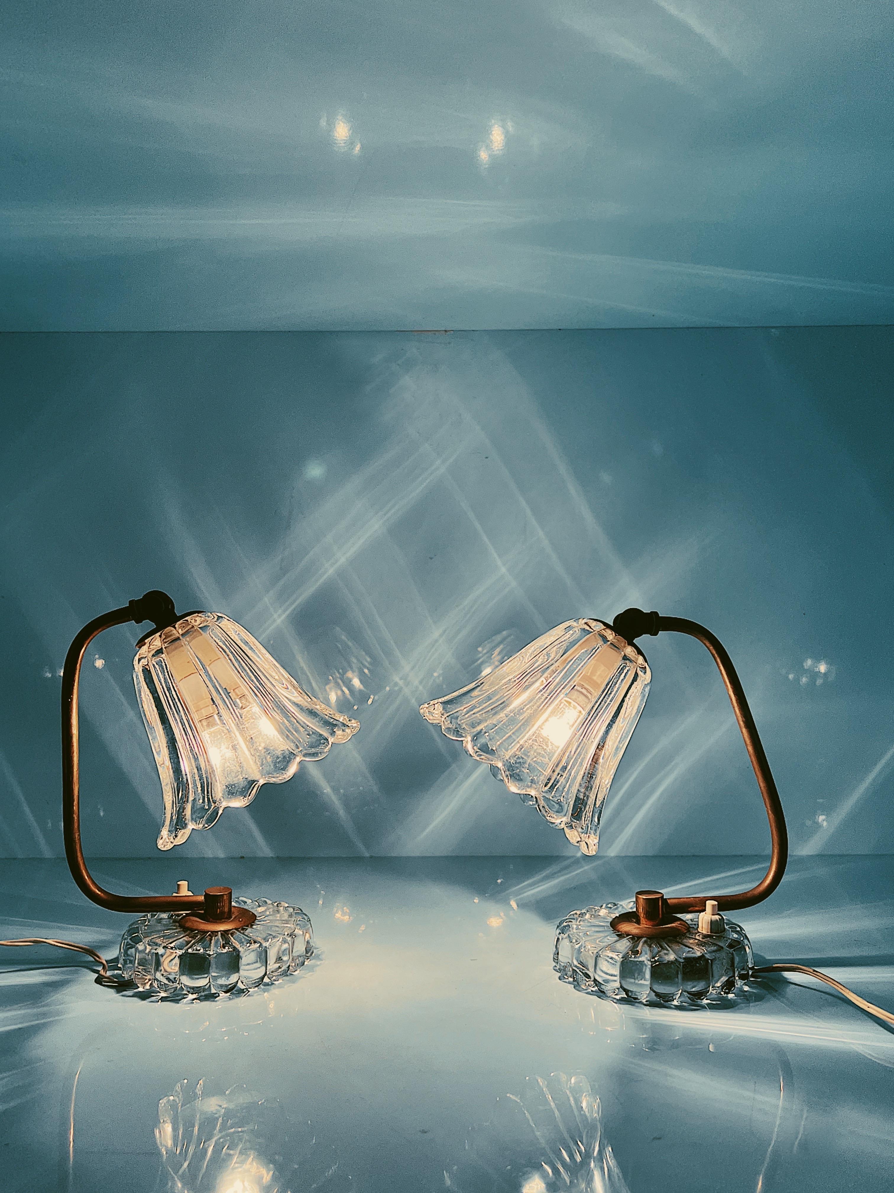 Italian Pair of Murano glass table lights by Ercole Barovier, 1940s