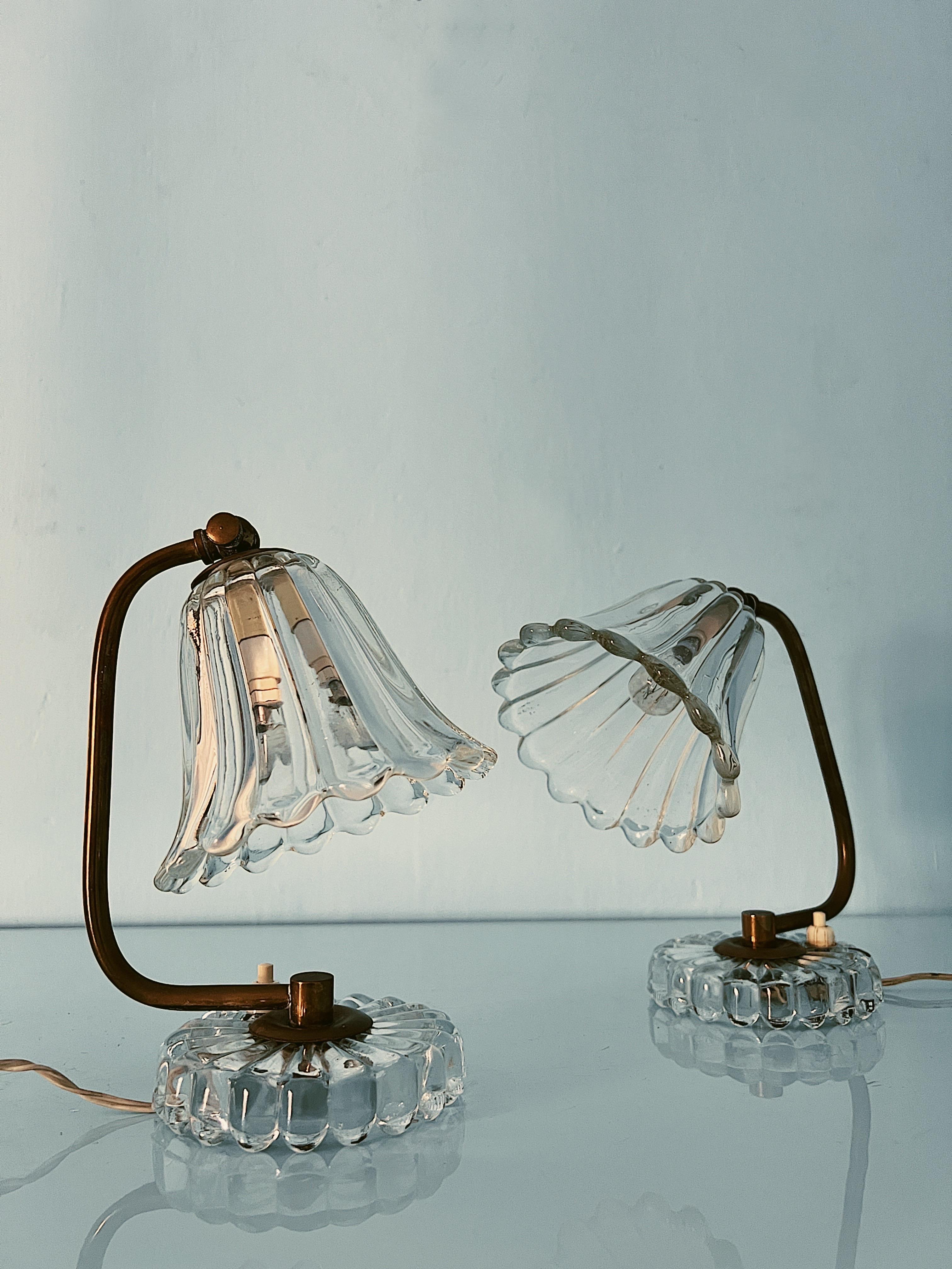Pair of Murano glass table lights by Ercole Barovier, 1940s 1