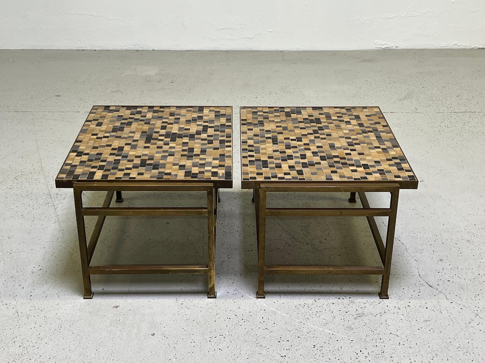 Pair of Murano Glass Tile Top Tables by Edward Wormley for Dunbar 7