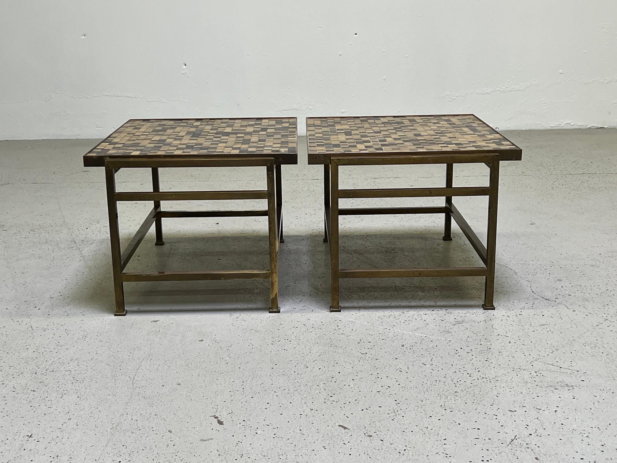 Pair of Murano Glass Tile Top Tables by Edward Wormley for Dunbar 8