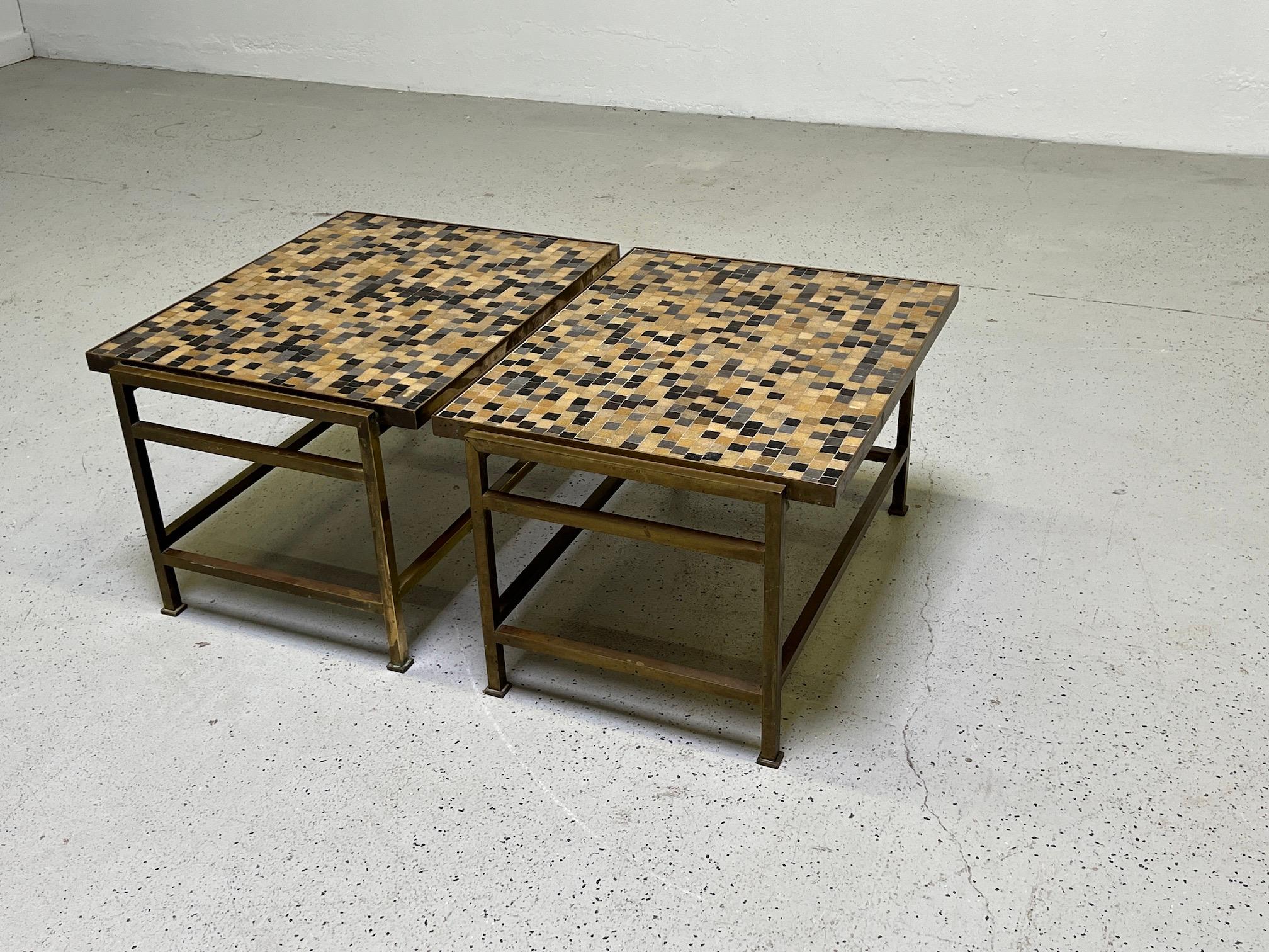 Pair of Murano Glass Tile Top Tables by Edward Wormley for Dunbar 9