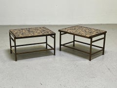 Pair of Murano Glass Tile Top Tables by Edward Wormley for Dunbar
