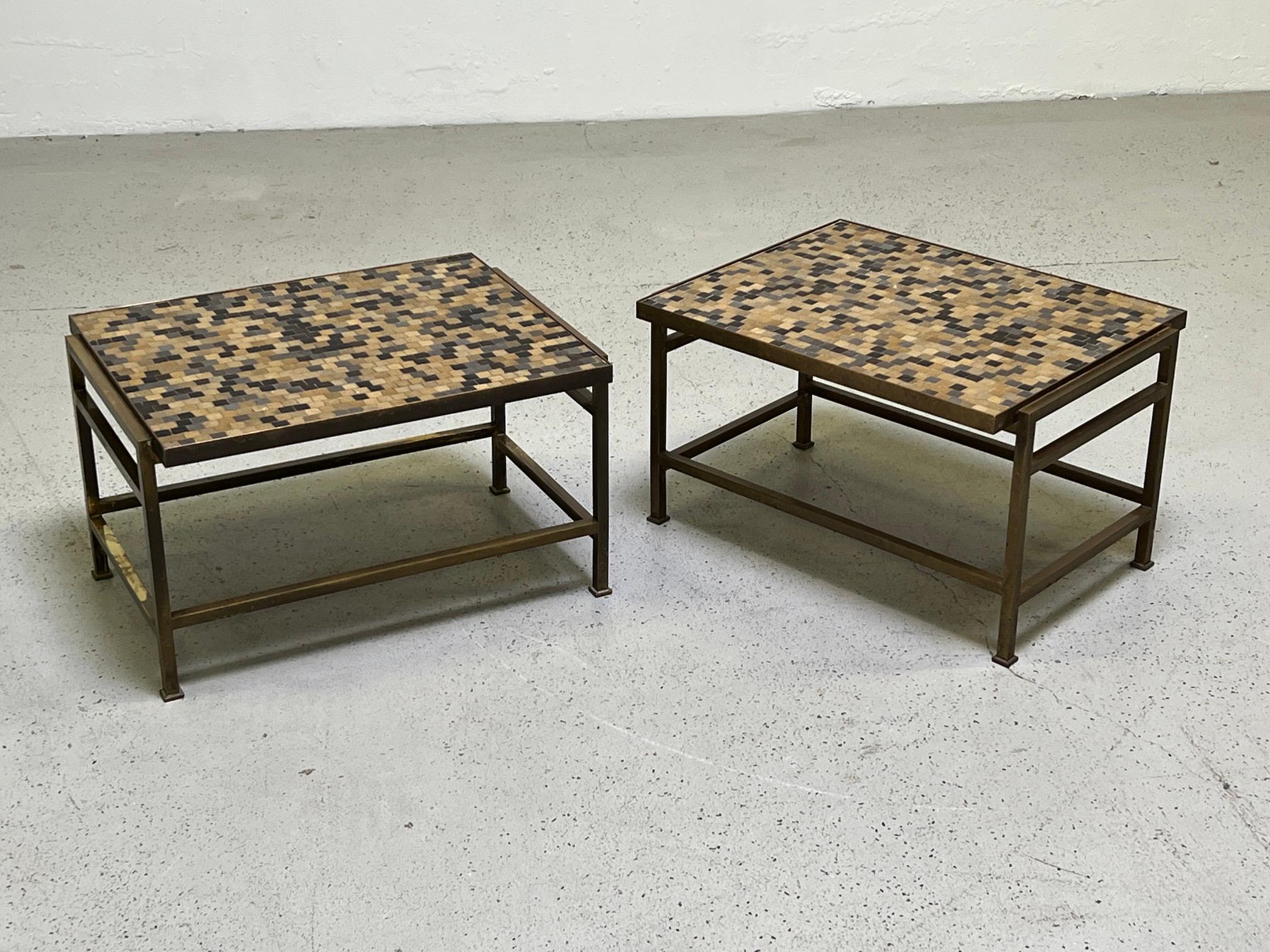 Pair of Murano Glass Tile Top Tables by Edward Wormley for Dunbar In Good Condition In Dallas, TX