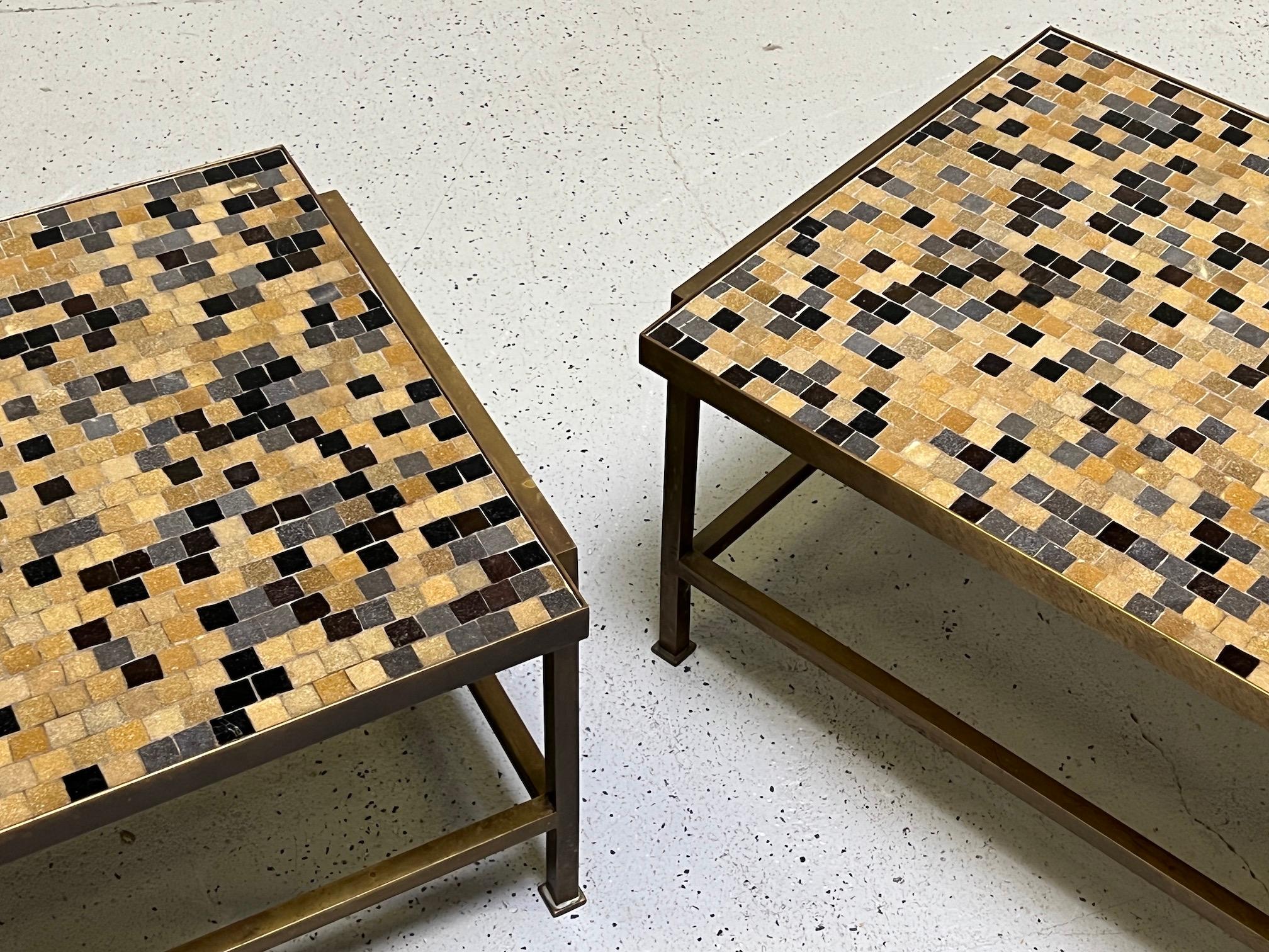 Mid-20th Century Pair of Murano Glass Tile Top Tables by Edward Wormley for Dunbar