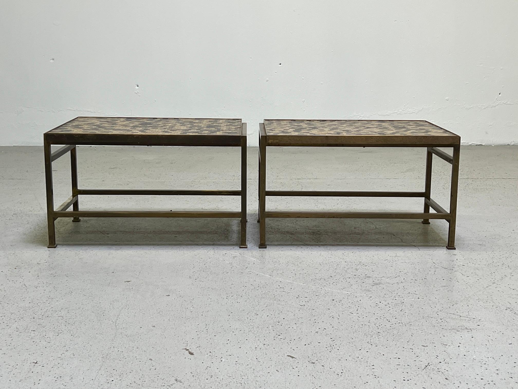 Pair of Murano Glass Tile Top Tables by Edward Wormley for Dunbar 1