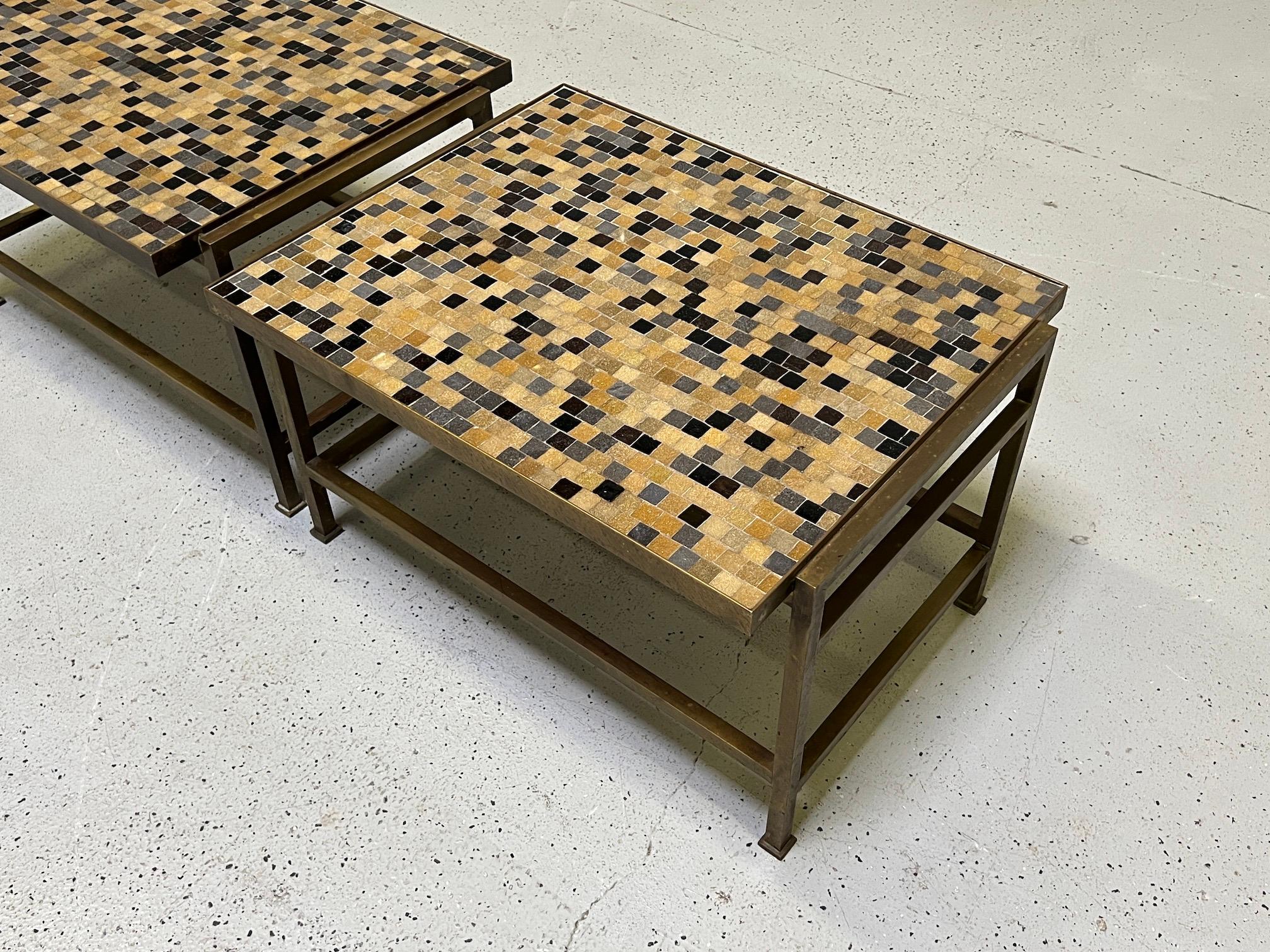 Pair of Murano Glass Tile Top Tables by Edward Wormley for Dunbar 3