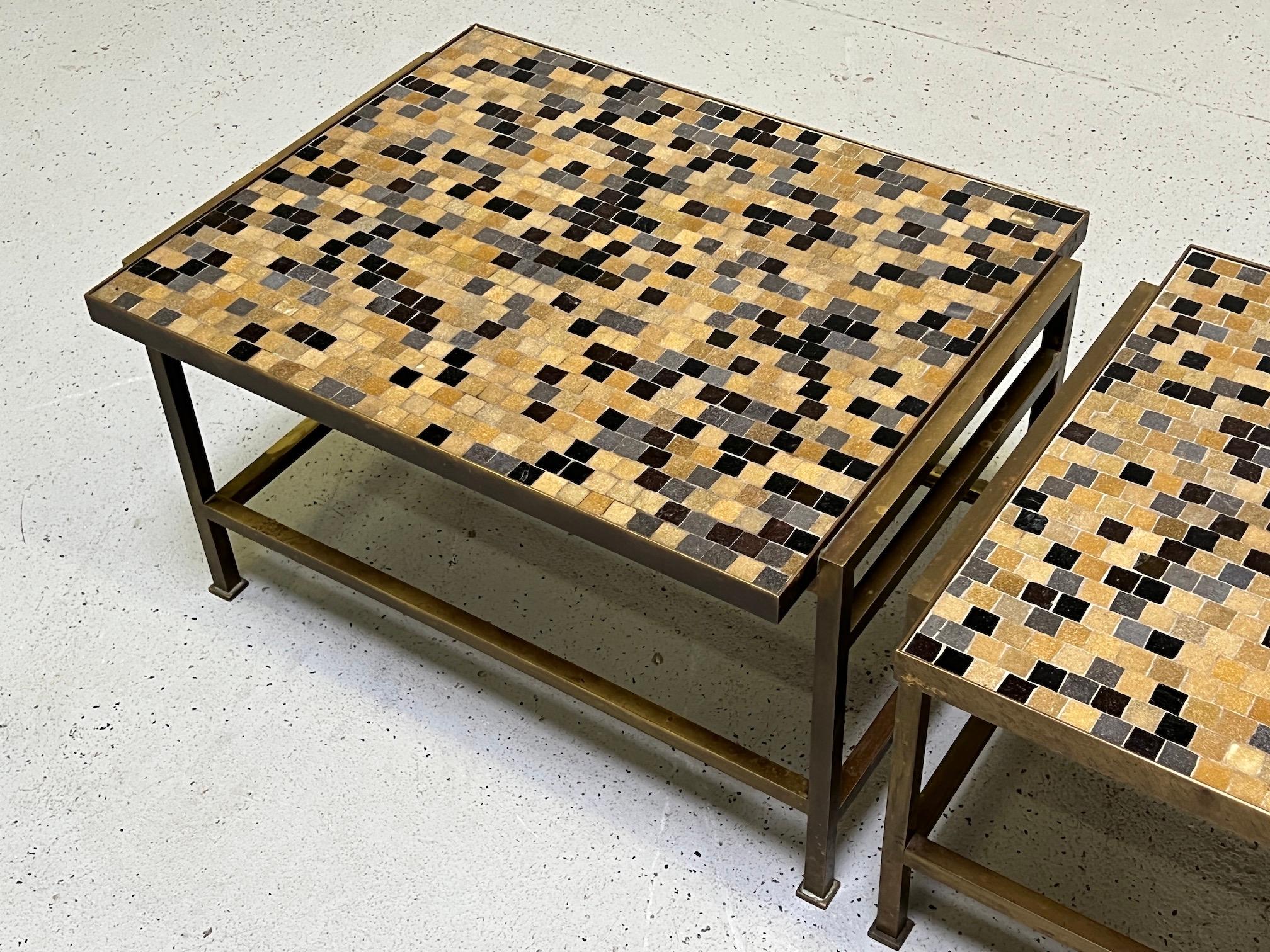 Pair of Murano Glass Tile Top Tables by Edward Wormley for Dunbar 4