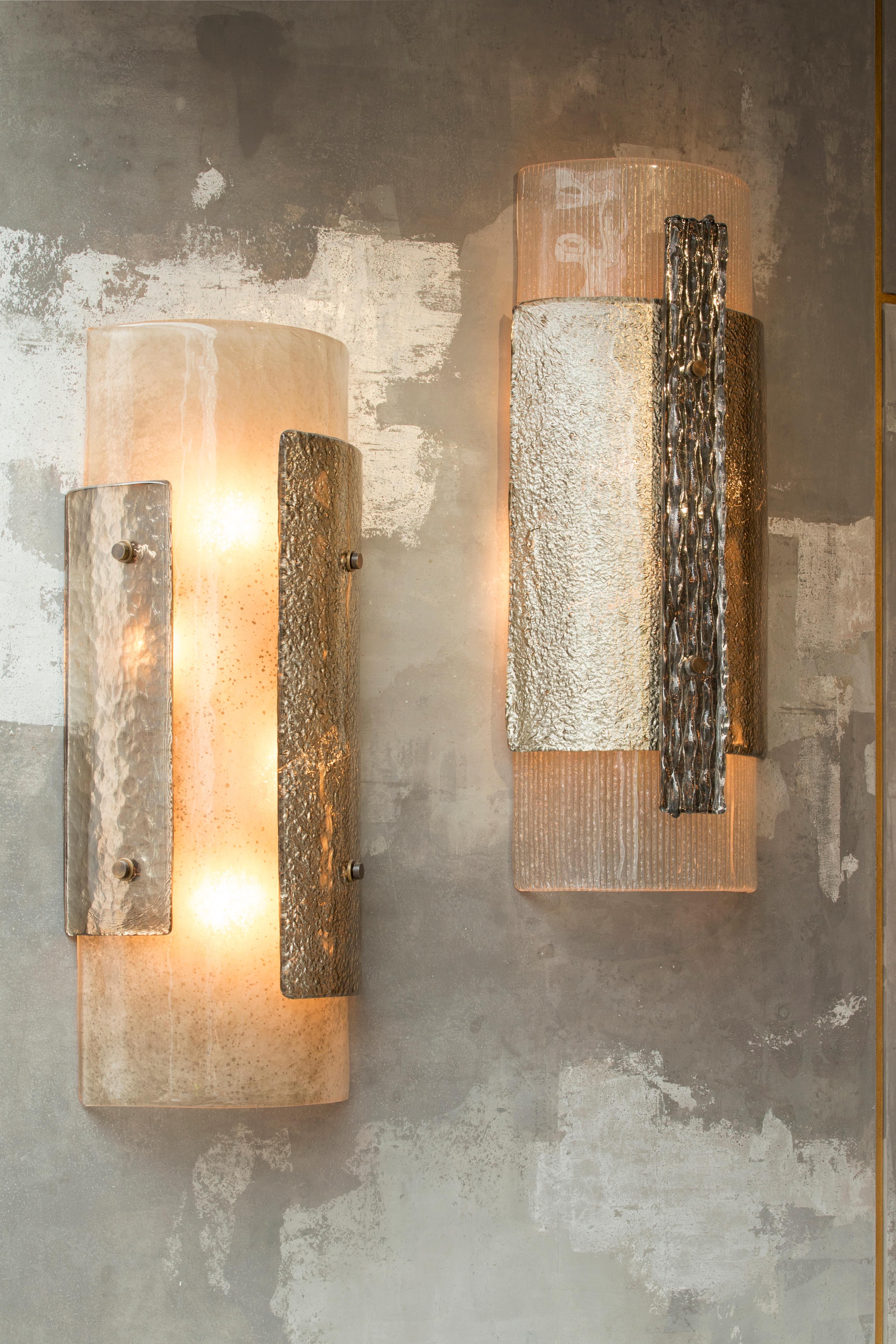Vetro di Murano Coppia di applique Torcello in vetro di Murano in vendita