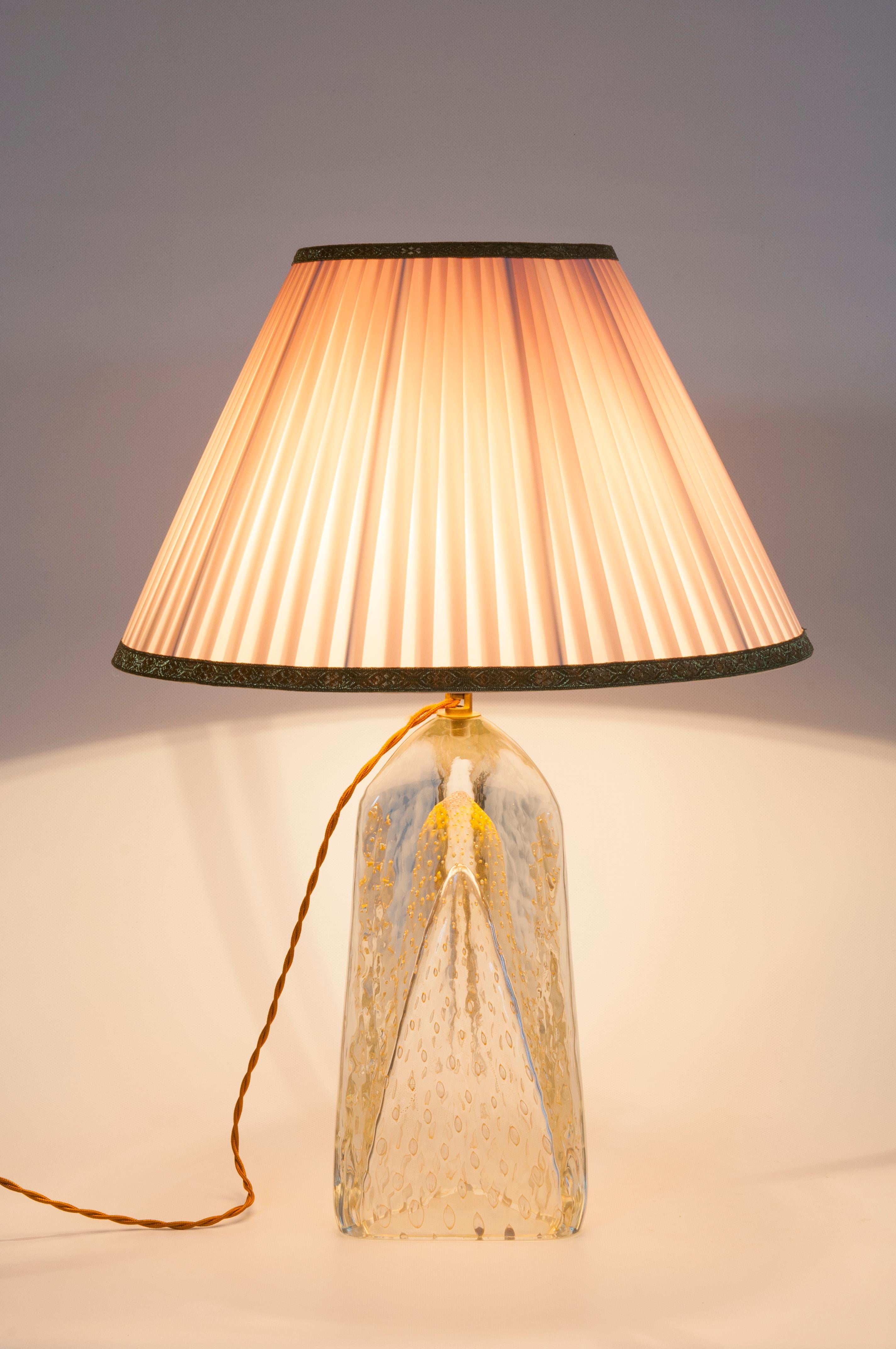 Pair of Murano Glass Triangle-Shaped Lamps with 24-Carat Gold, 1980s For Sale 12