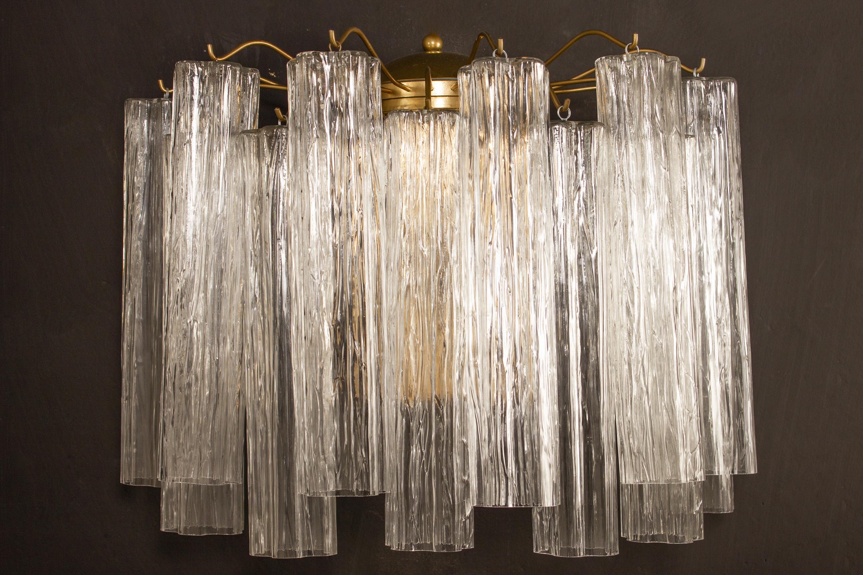 Italian Pair of Murano Glass Tronchi Sconces, 1970s For Sale