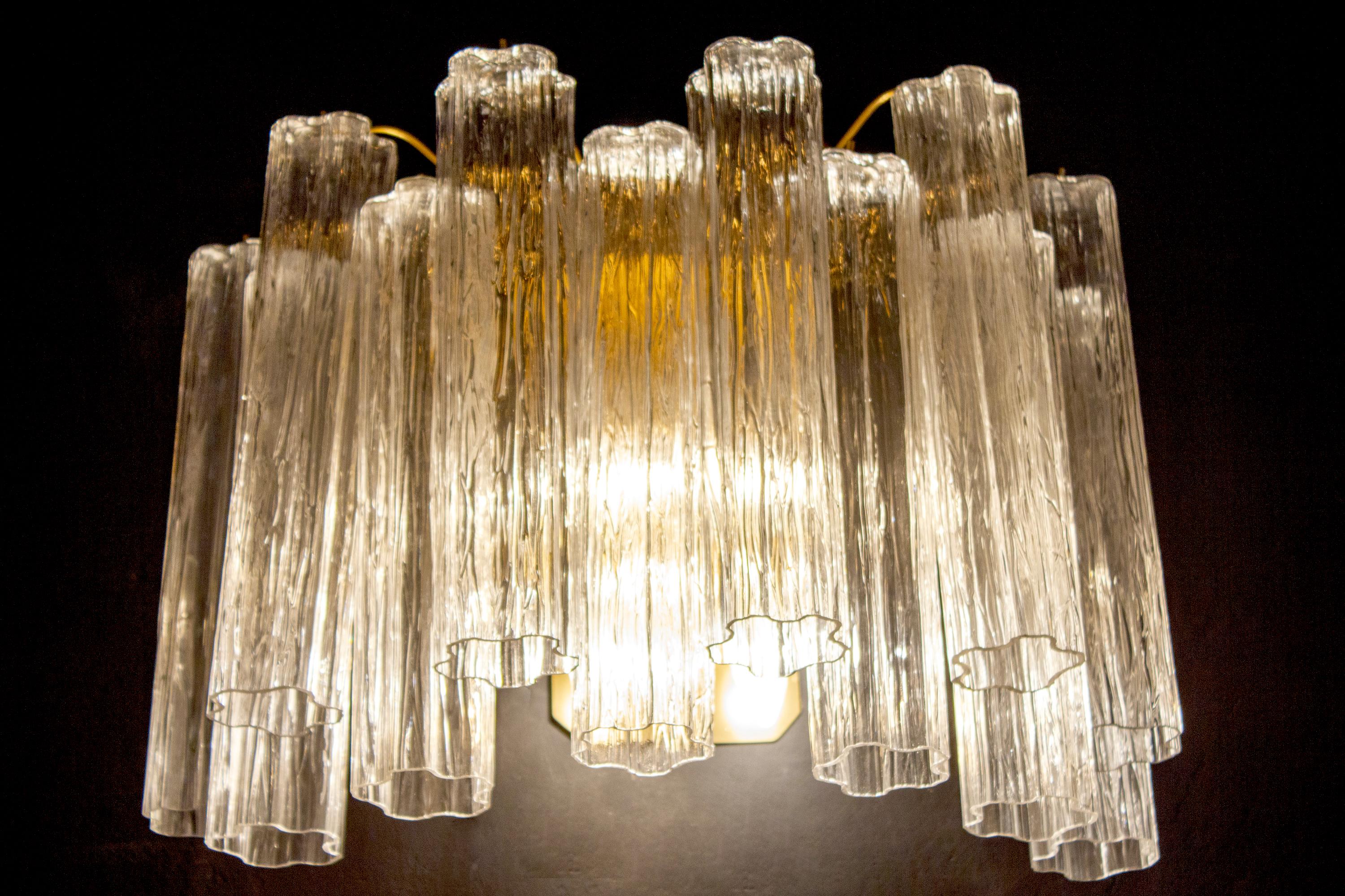 Late 20th Century Pair of Murano Glass Tronchi Sconces, 1970s For Sale
