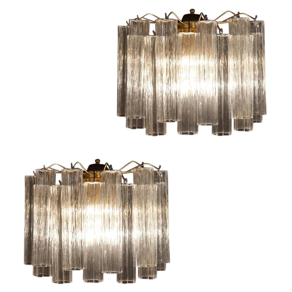 Pair of Murano Glass Tronchi Sconces, 1970s
