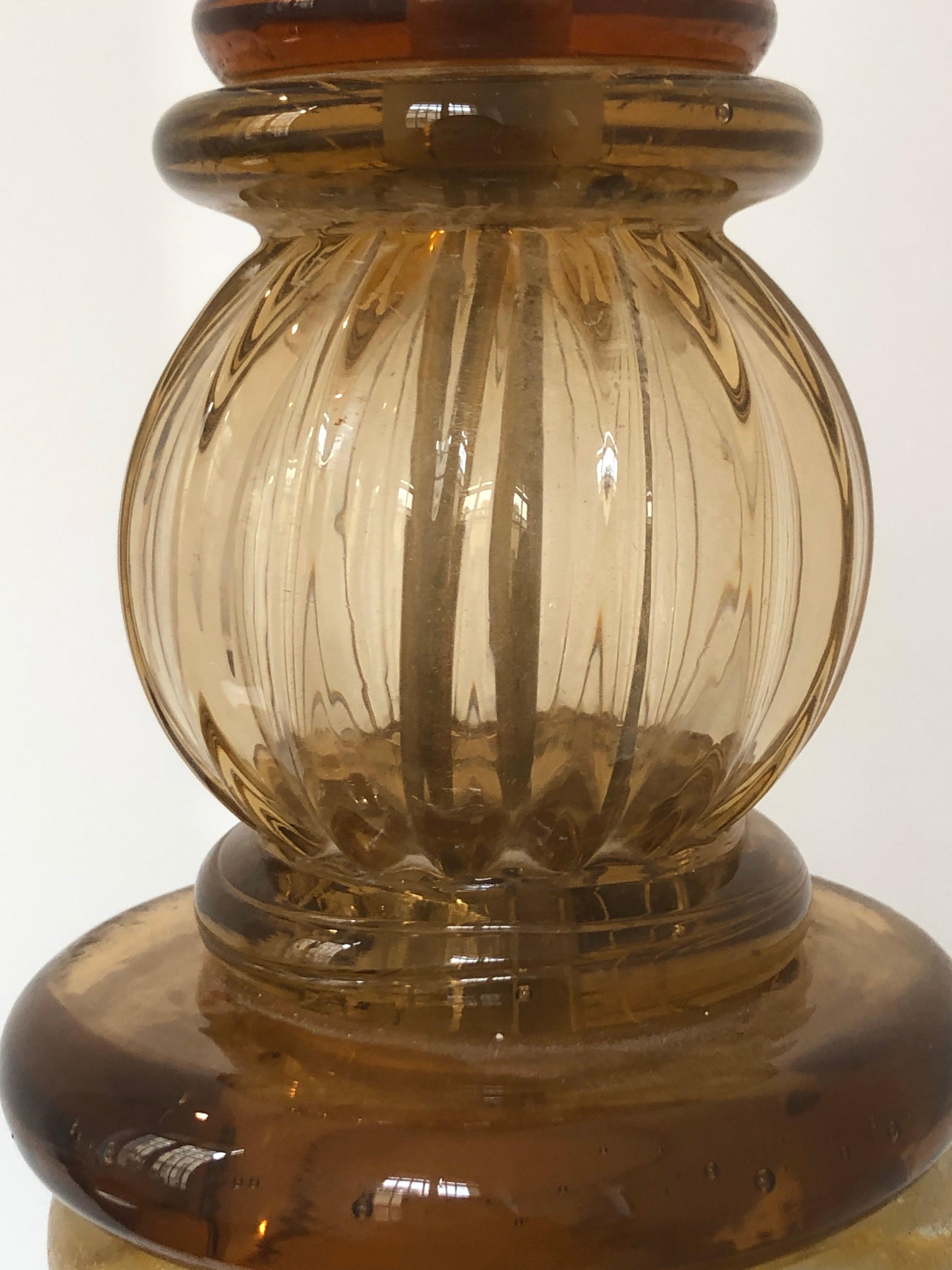 Paire de lampes d'inclusion en verre de Murano à colonne torsadée en or de Murano en vente 5