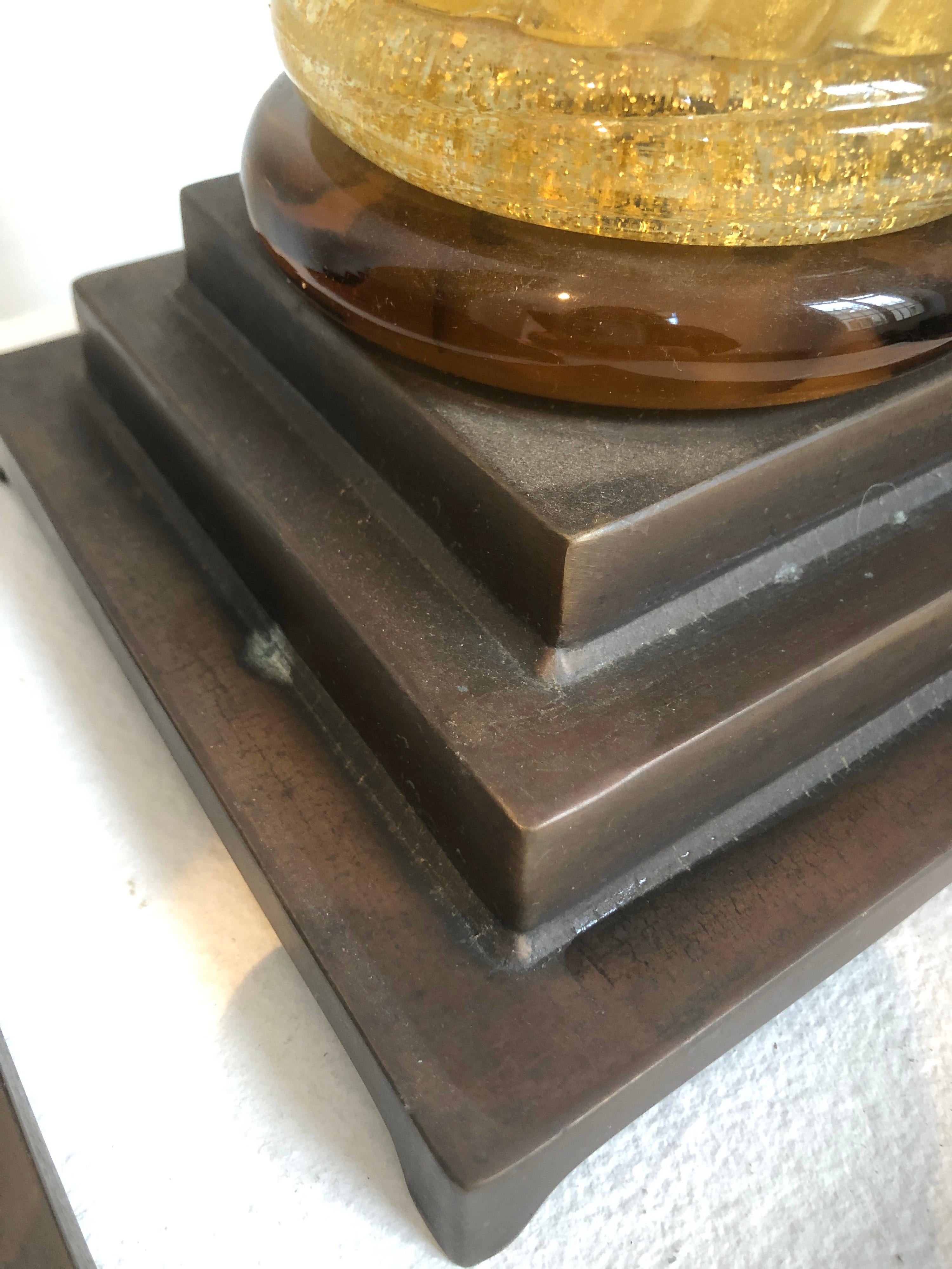 Paire de lampes d'inclusion en verre de Murano à colonne torsadée en or de Murano en vente 10