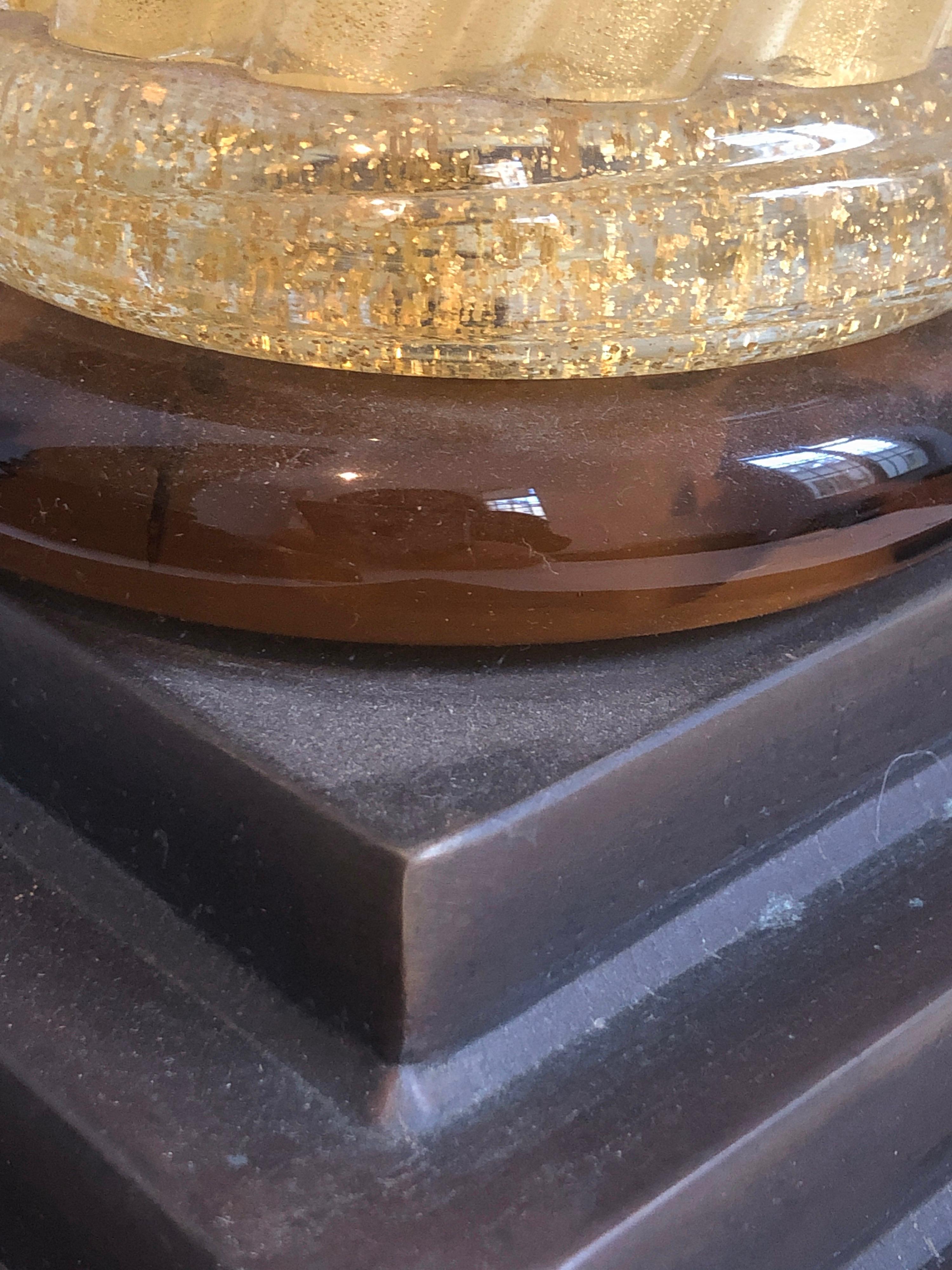 Paire de lampes d'inclusion en verre de Murano à colonne torsadée en or de Murano en vente 12