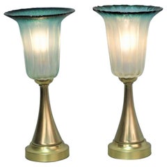 Pair of Murano Glass Uplight Torchiere Table Lamp