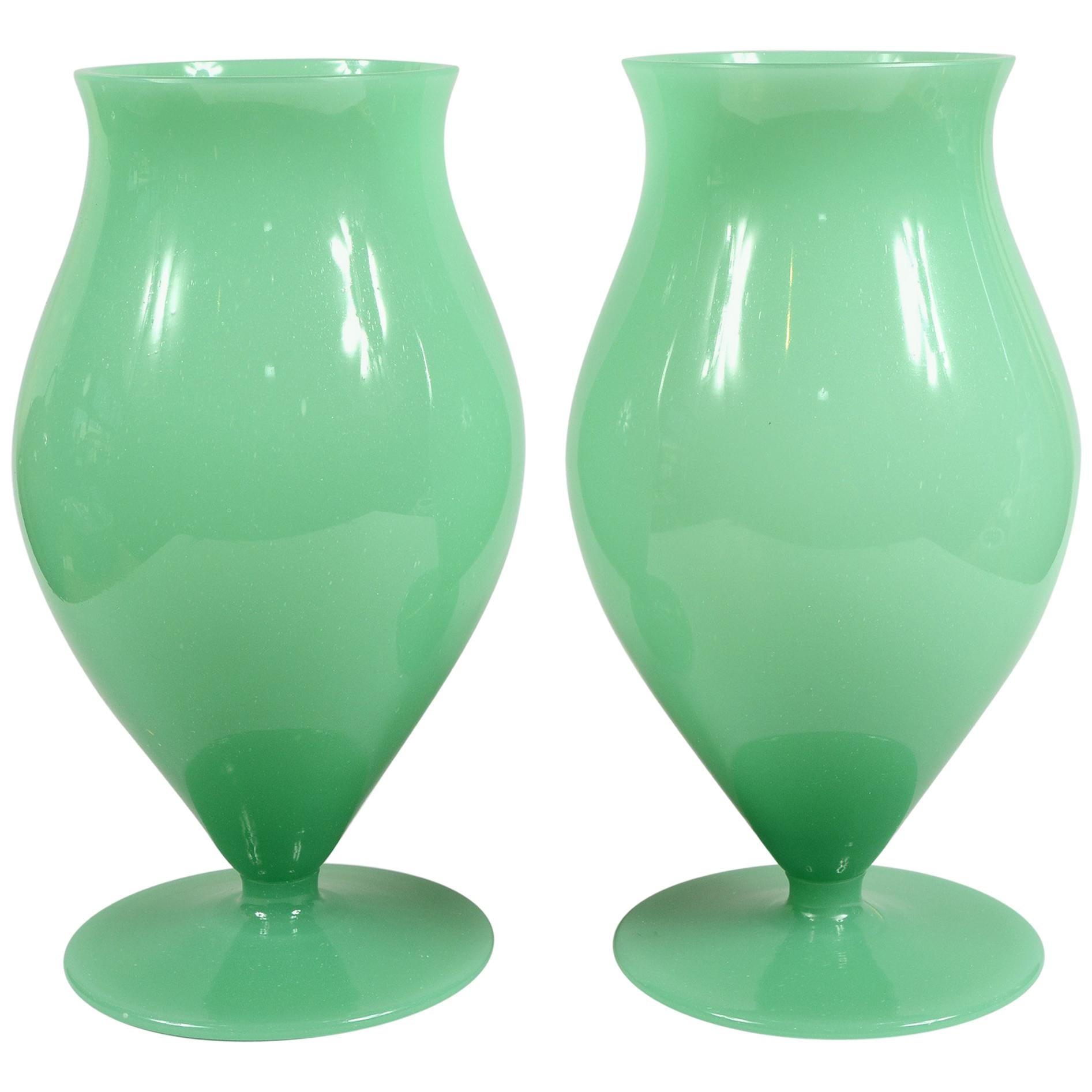Pair of Murano Glass Urn Shaped Vases For Sale