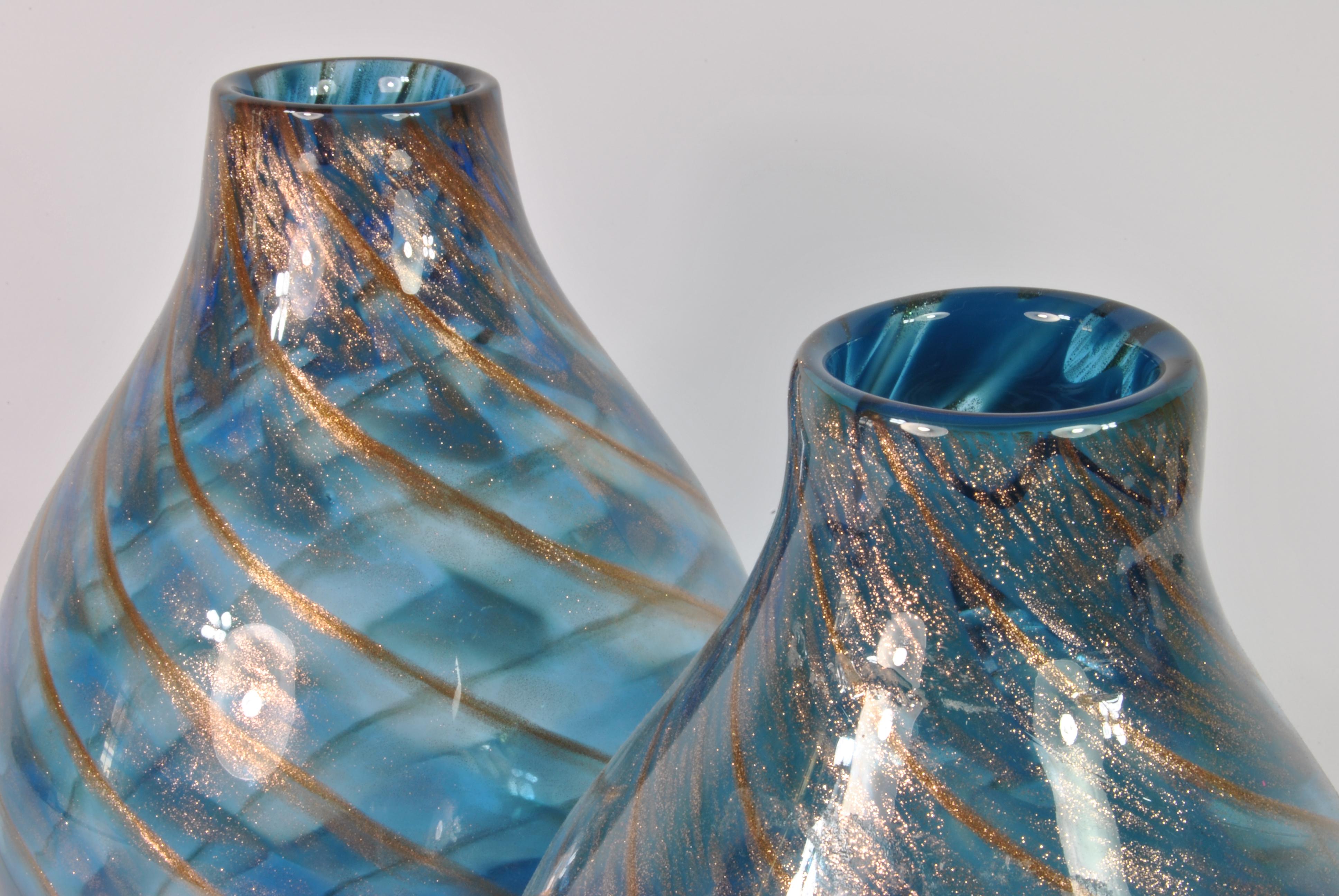 Pareja de jarrones de cristal de Murano, diseño de Fratelli Toso, Italia, Finales de los 60 Cristal de Murano en venta
