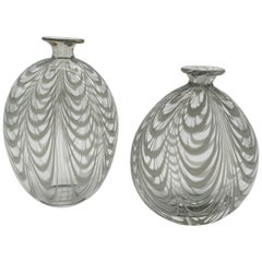Pair of Murano Glass Vases in "Fenicio" Festooning Pattern by Cenedese, 1970s