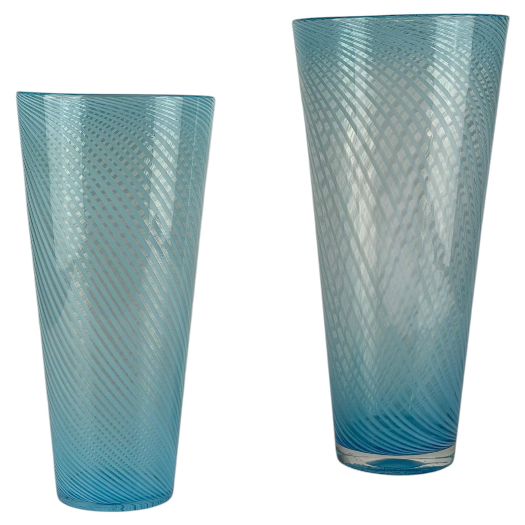 Pareja de jarrones de cristal de Murano al estilo de Gio Ponti, Italia, años 70