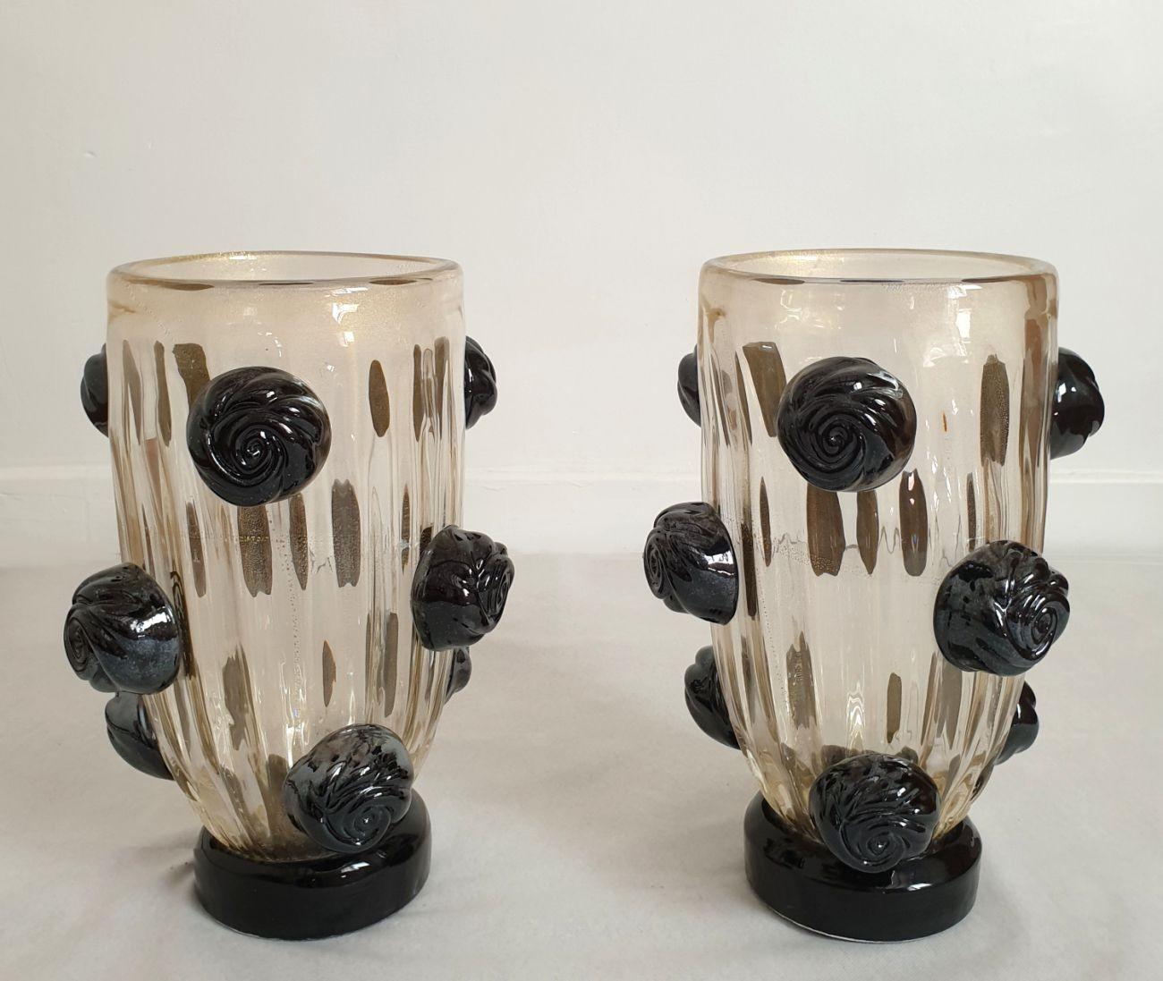 Italian Pair of Murano glass vases signed Costantini For Sale