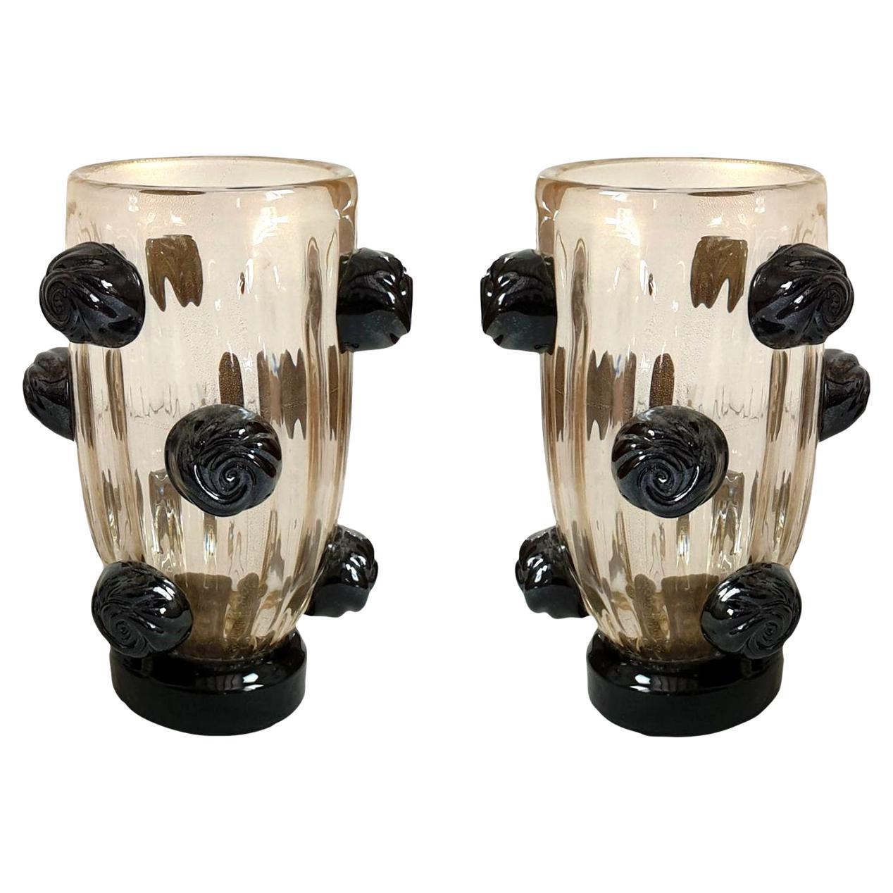 Pair of Murano glass vases signed Costantini For Sale