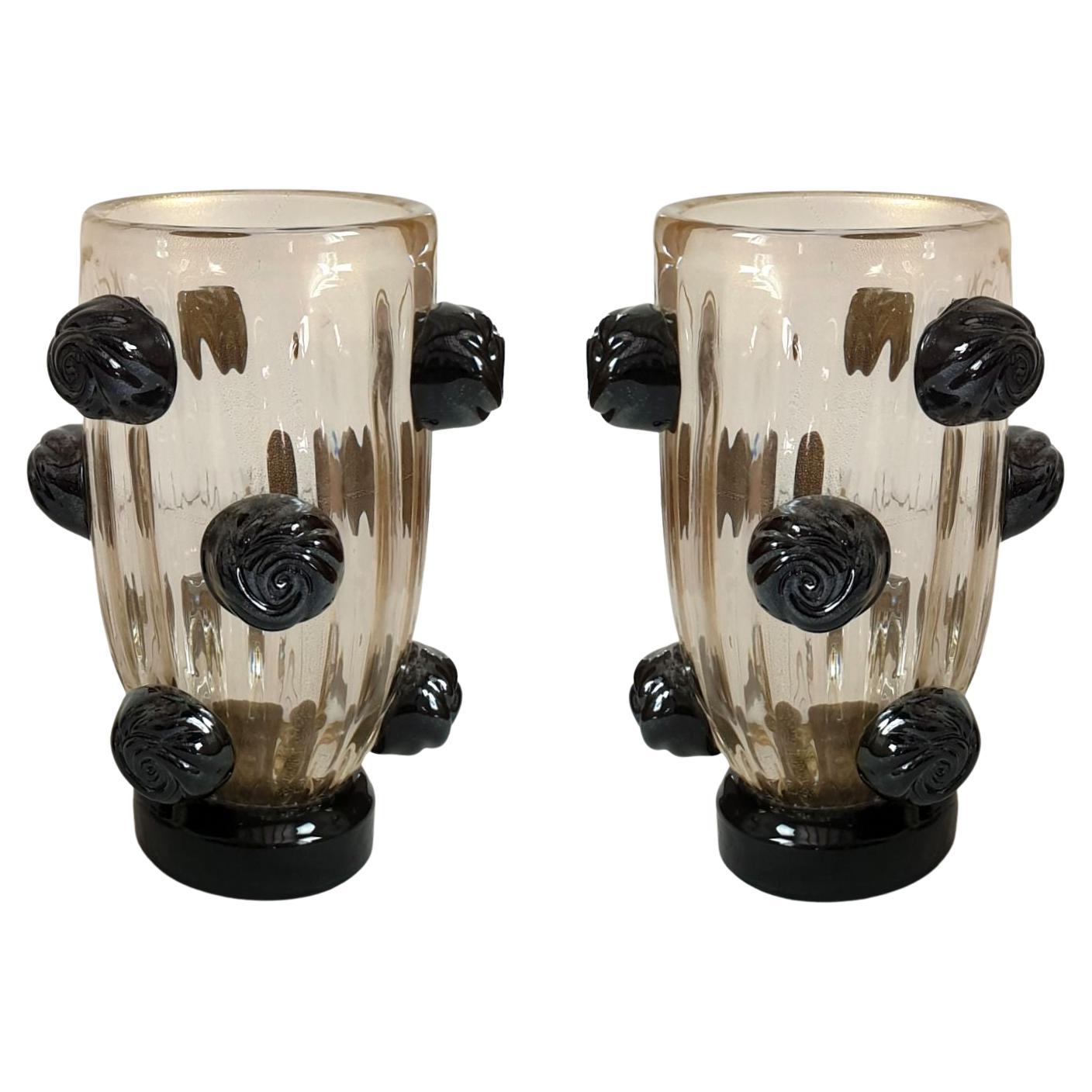 Pair of Murano glass vases signed Costantini