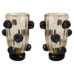 Pair of Murano glass vases signed Costantini
