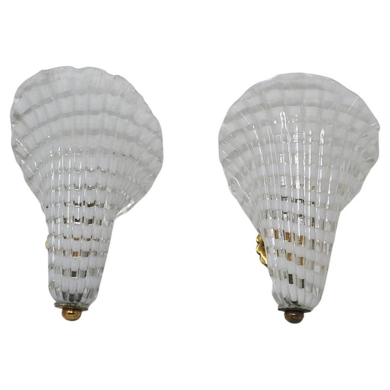 Pair of Murano Glass Venini Sconces, 1950s For Sale