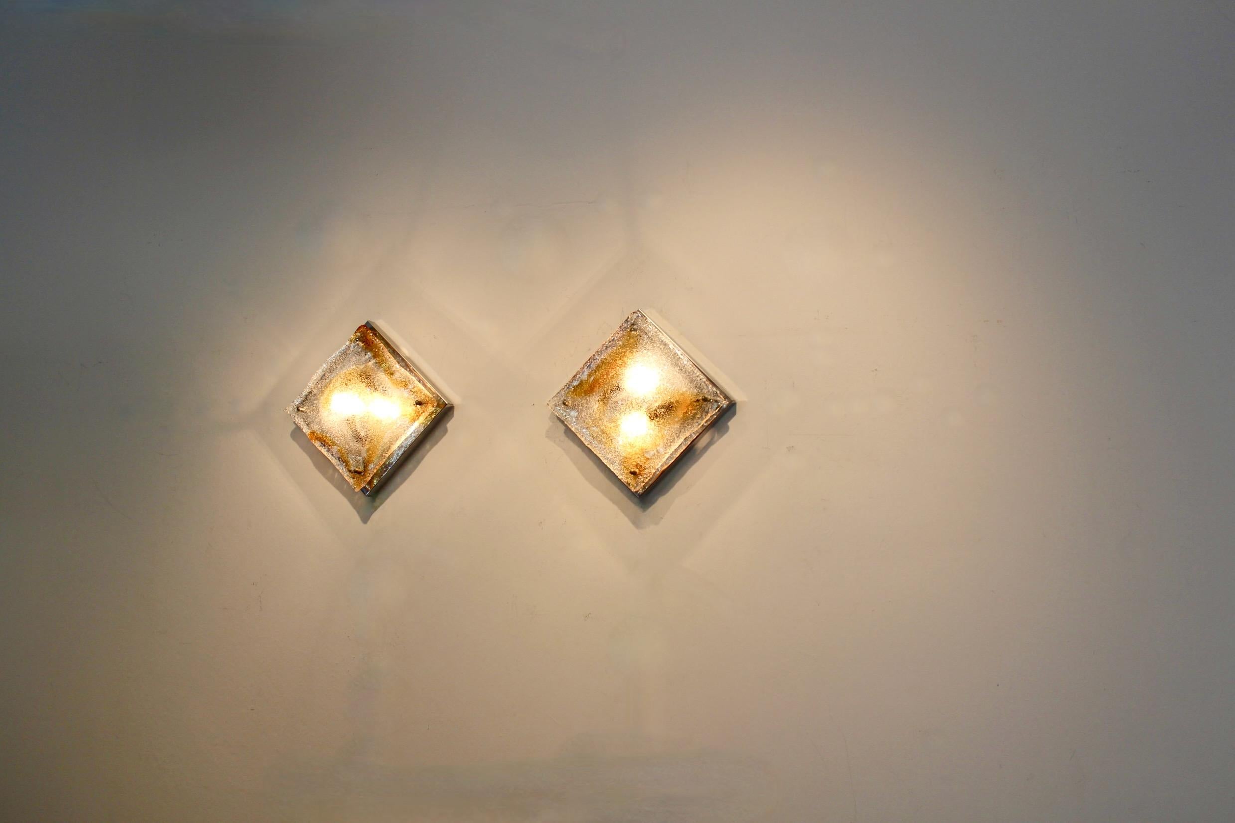 Pareja de apliques de cristal de Murano de Toni Zuccheri, Italia, años 70 en venta 3