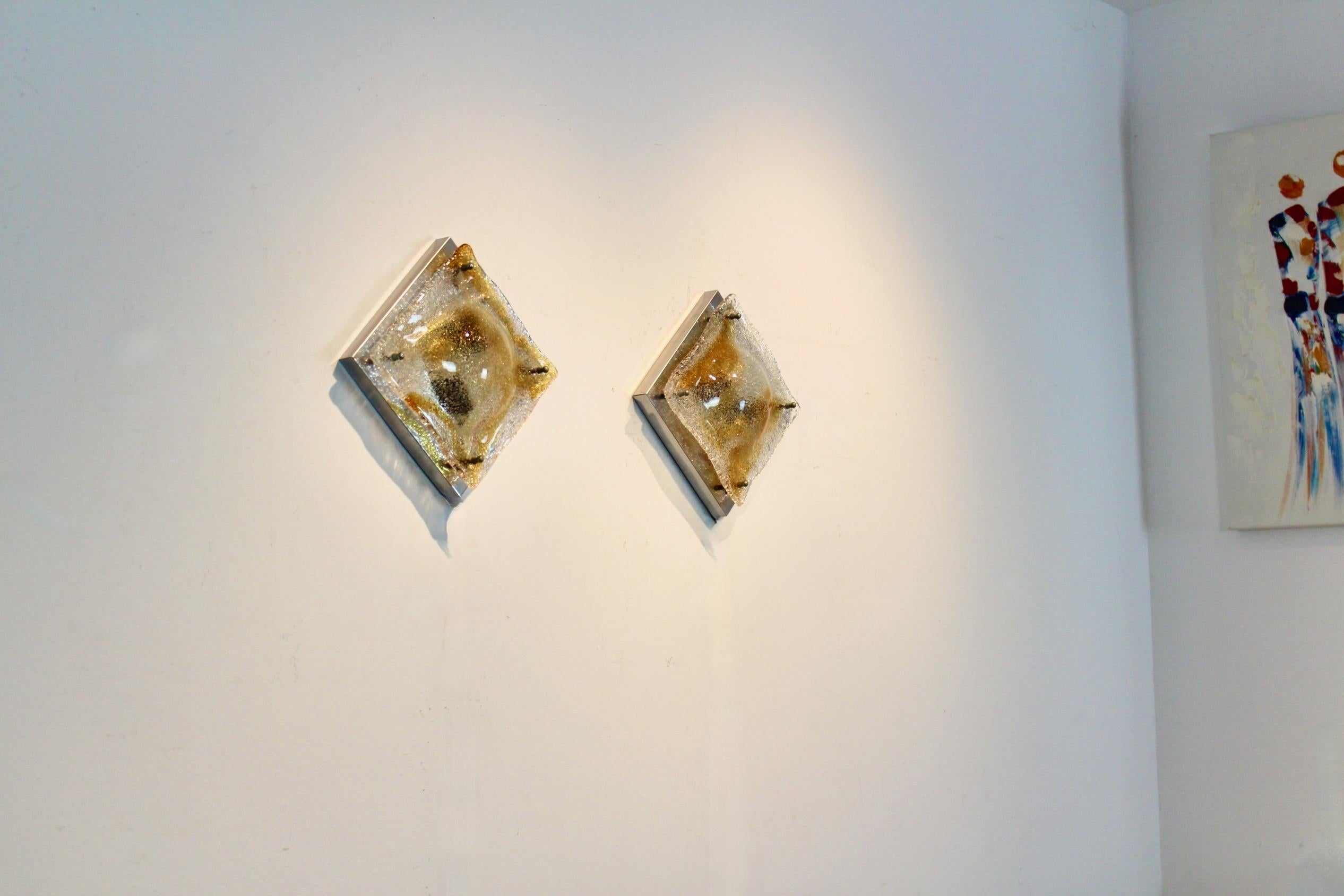Pareja de apliques de cristal de Murano de Toni Zuccheri, Italia, años 70 en venta 5