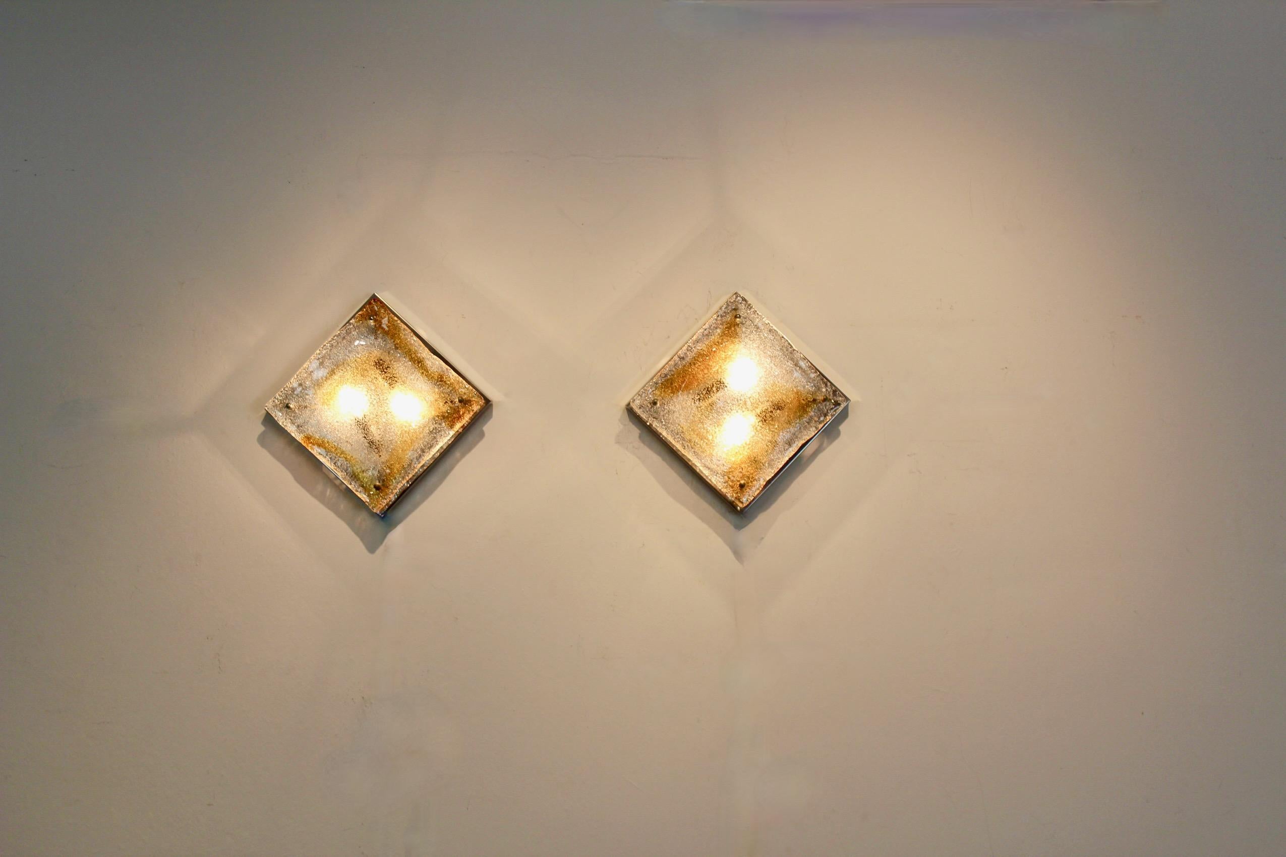 Pareja de apliques de cristal de Murano de Toni Zuccheri, Italia, años 70 en venta 6