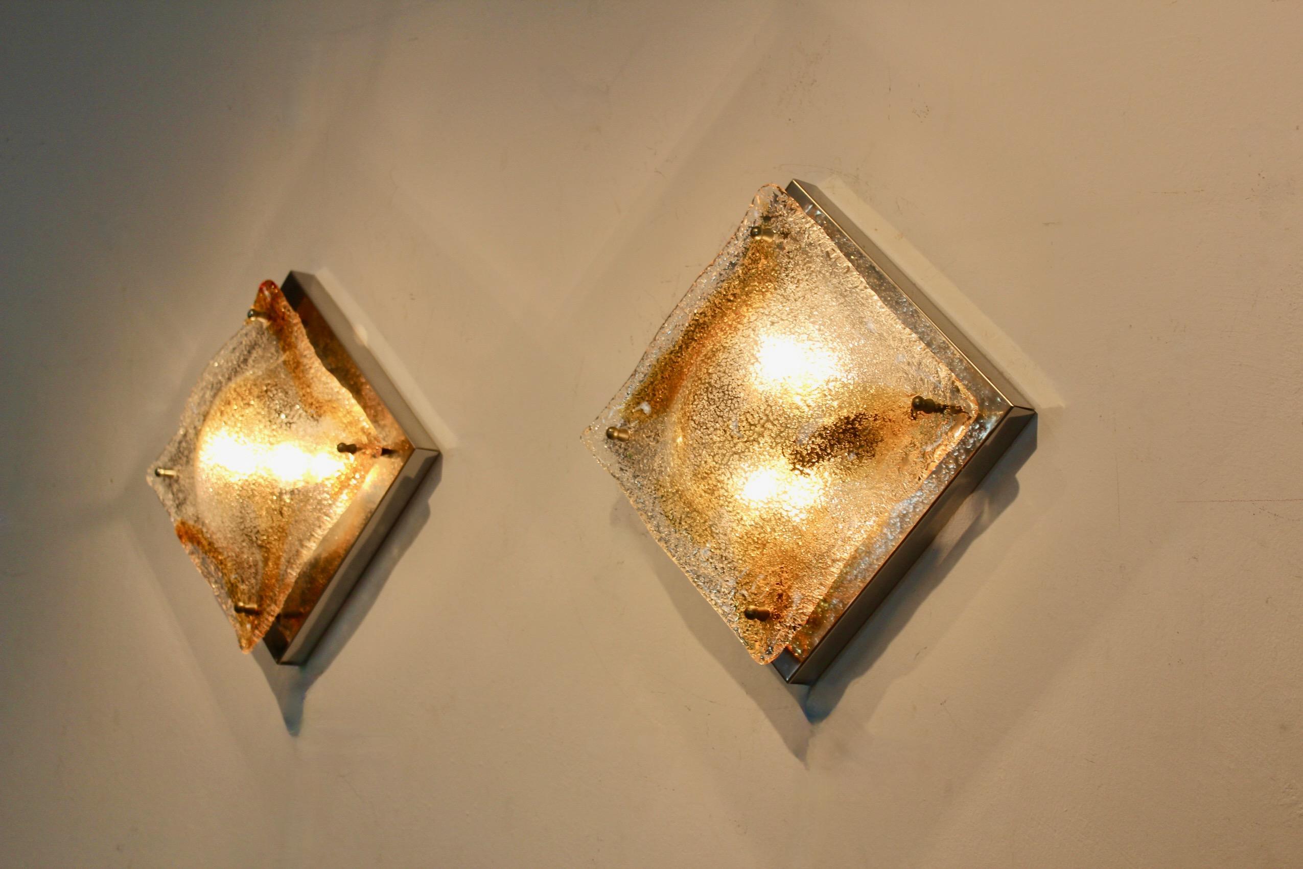 Pareja de apliques de cristal de Murano de Toni Zuccheri, Italia, años 70 en venta 8