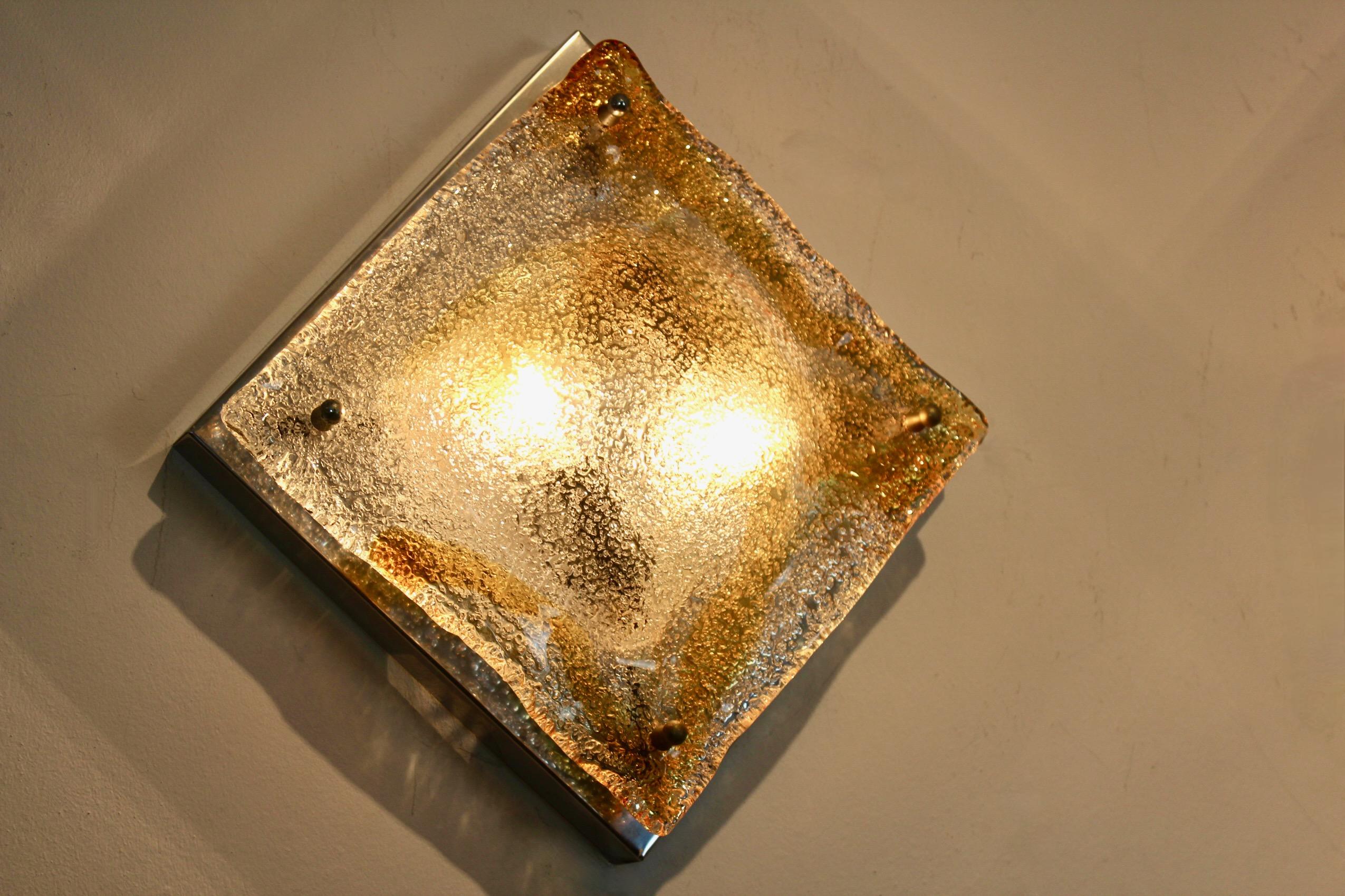 Pareja de apliques de cristal de Murano de Toni Zuccheri, Italia, años 70 en Bueno estado para la venta en Voorburg, NL