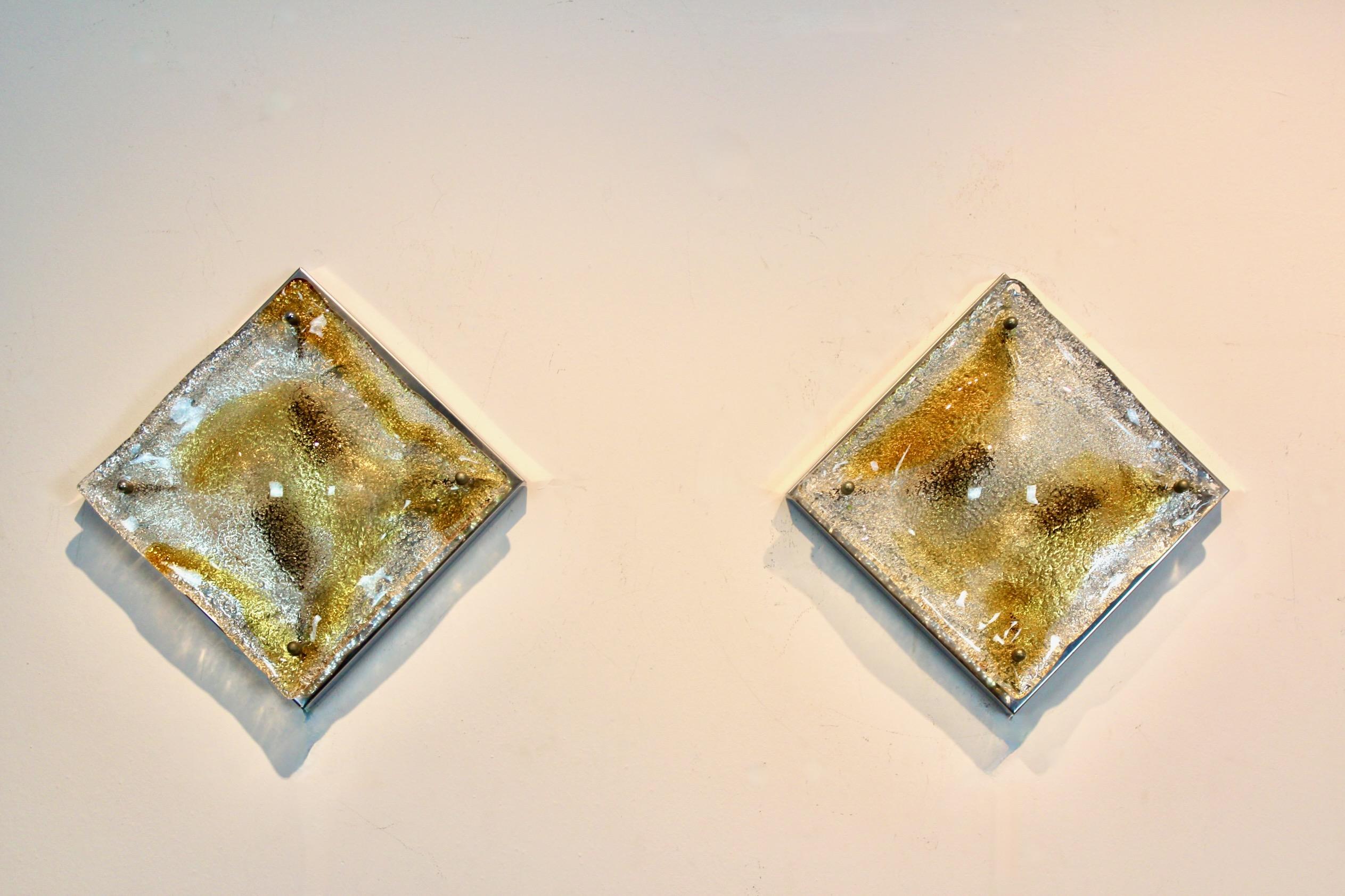 Pareja de apliques de cristal de Murano de Toni Zuccheri, Italia, años 70 Cristal de Murano en venta
