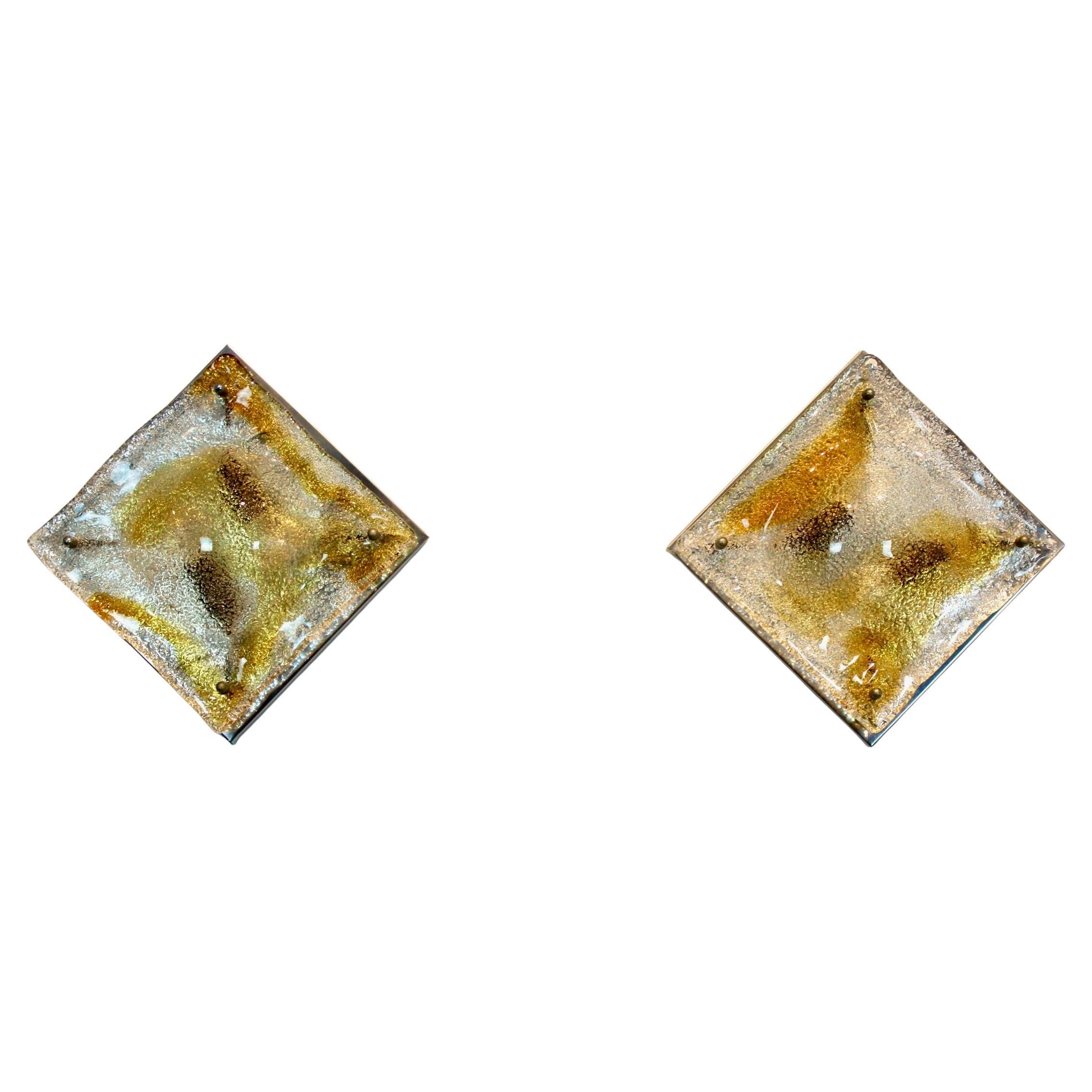 Pareja de apliques de cristal de Murano de Toni Zuccheri, Italia, años 70