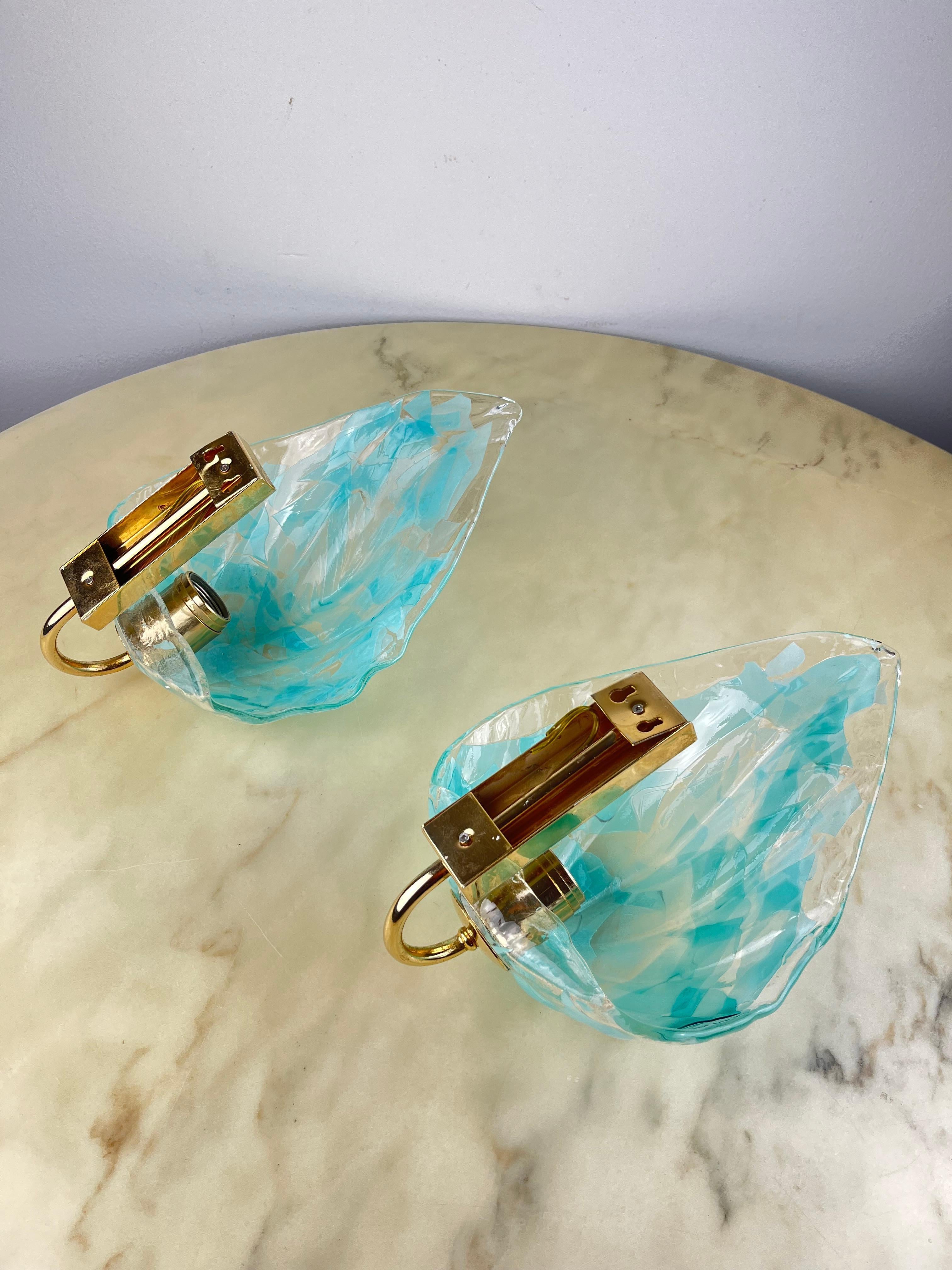 Pair of Murano Glass Wall Lamps, La Murrina, Italy, 1980s For Sale 1