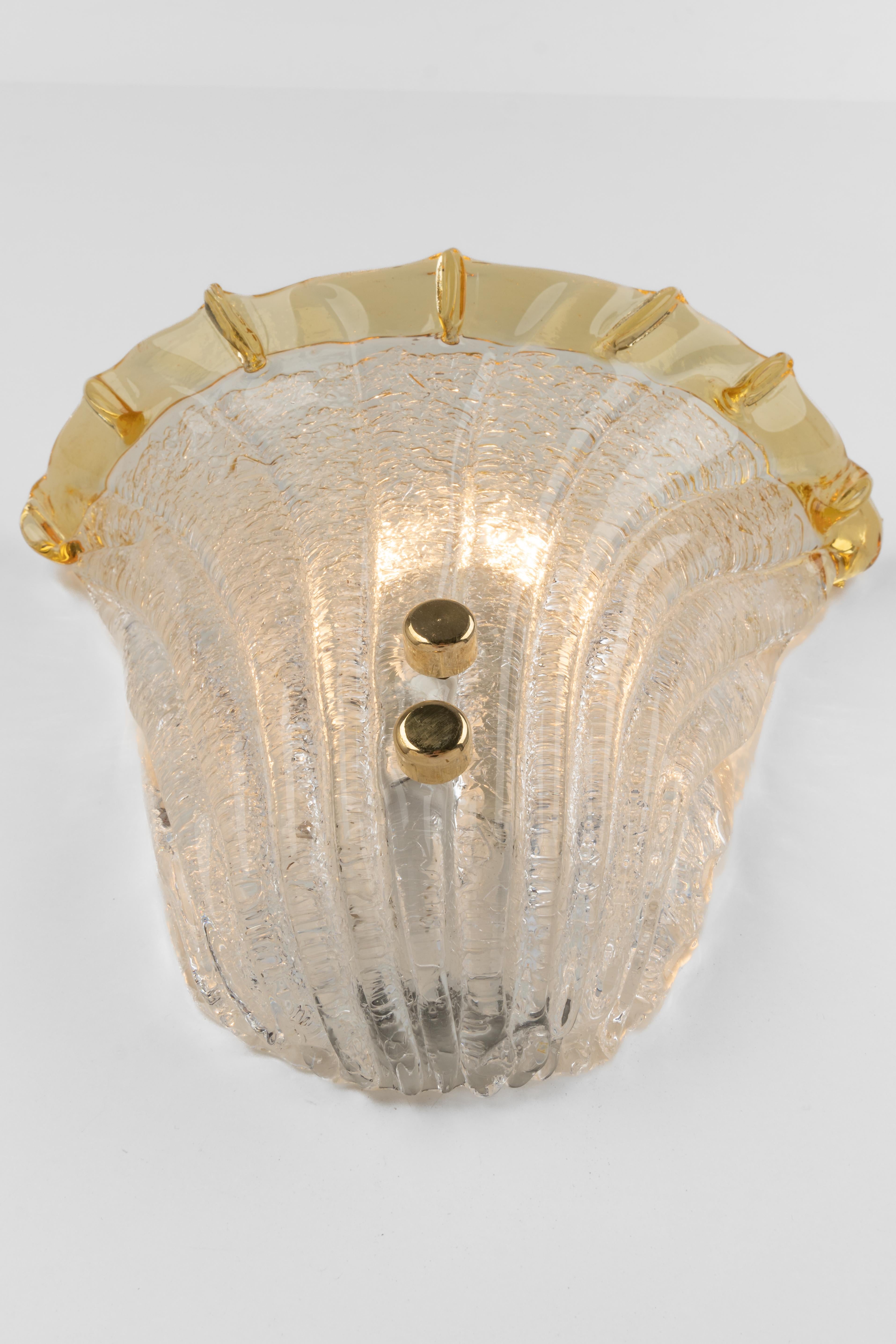 Late 20th Century Pair of Murano Glass Wall Light in Venini Style, Italy, 1970s For Sale