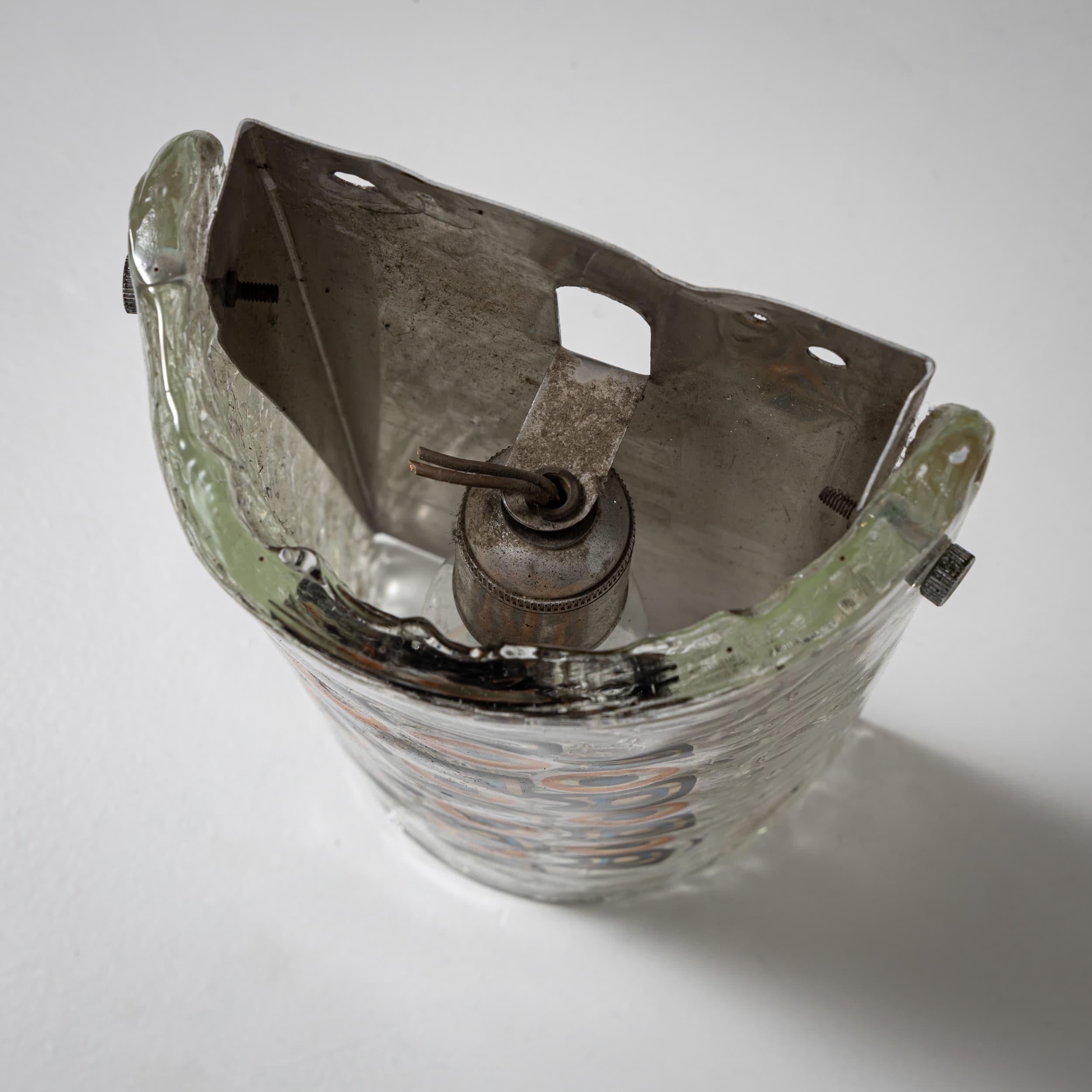 Pareja de apliques de cristal de Murano, Atribuidos a Gianmaria Potenza, Italia, Años 60 en venta 1