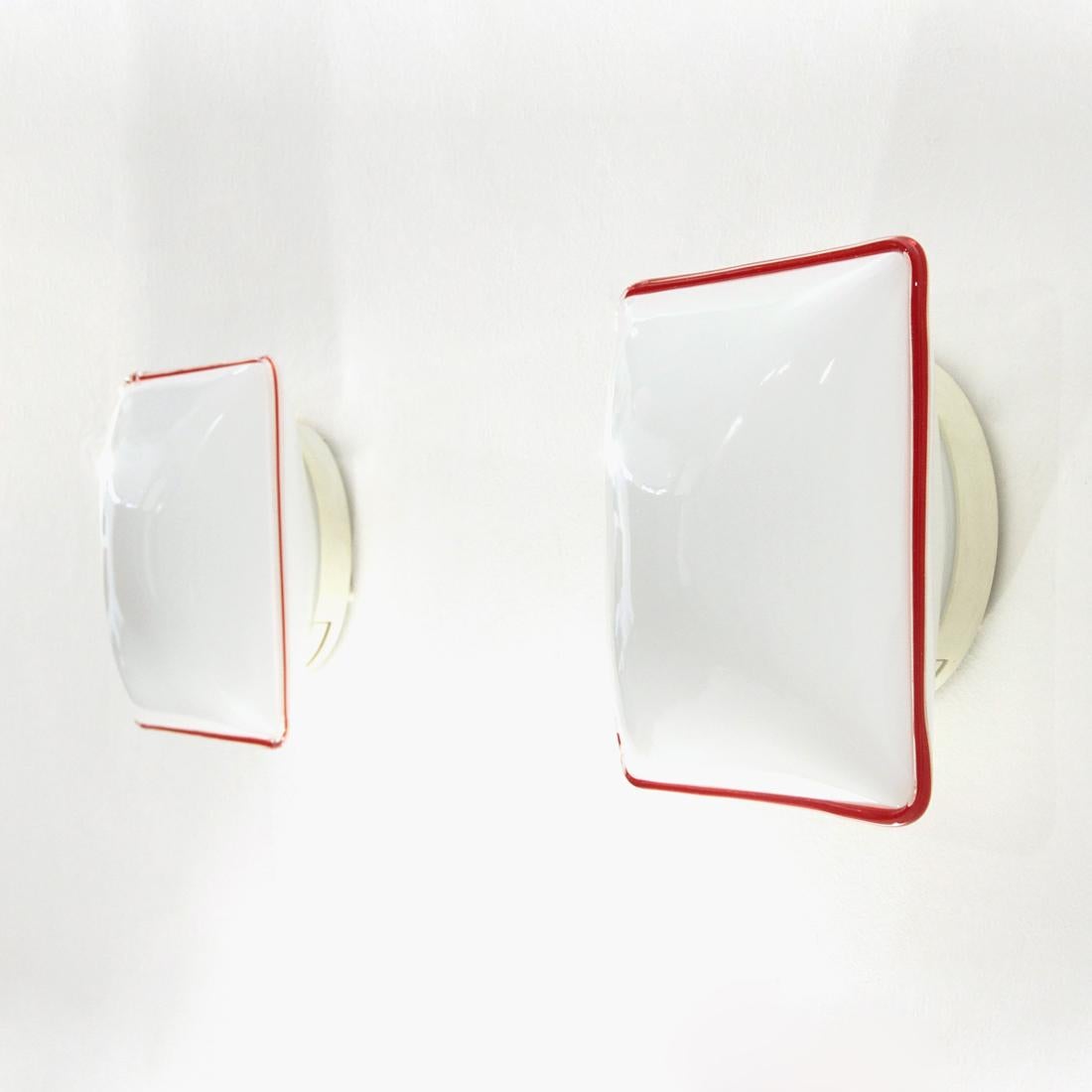 Post-Modern Pair of Murano Glass Wall Lights by Roberto Pamio and Renato Toso for Leucos