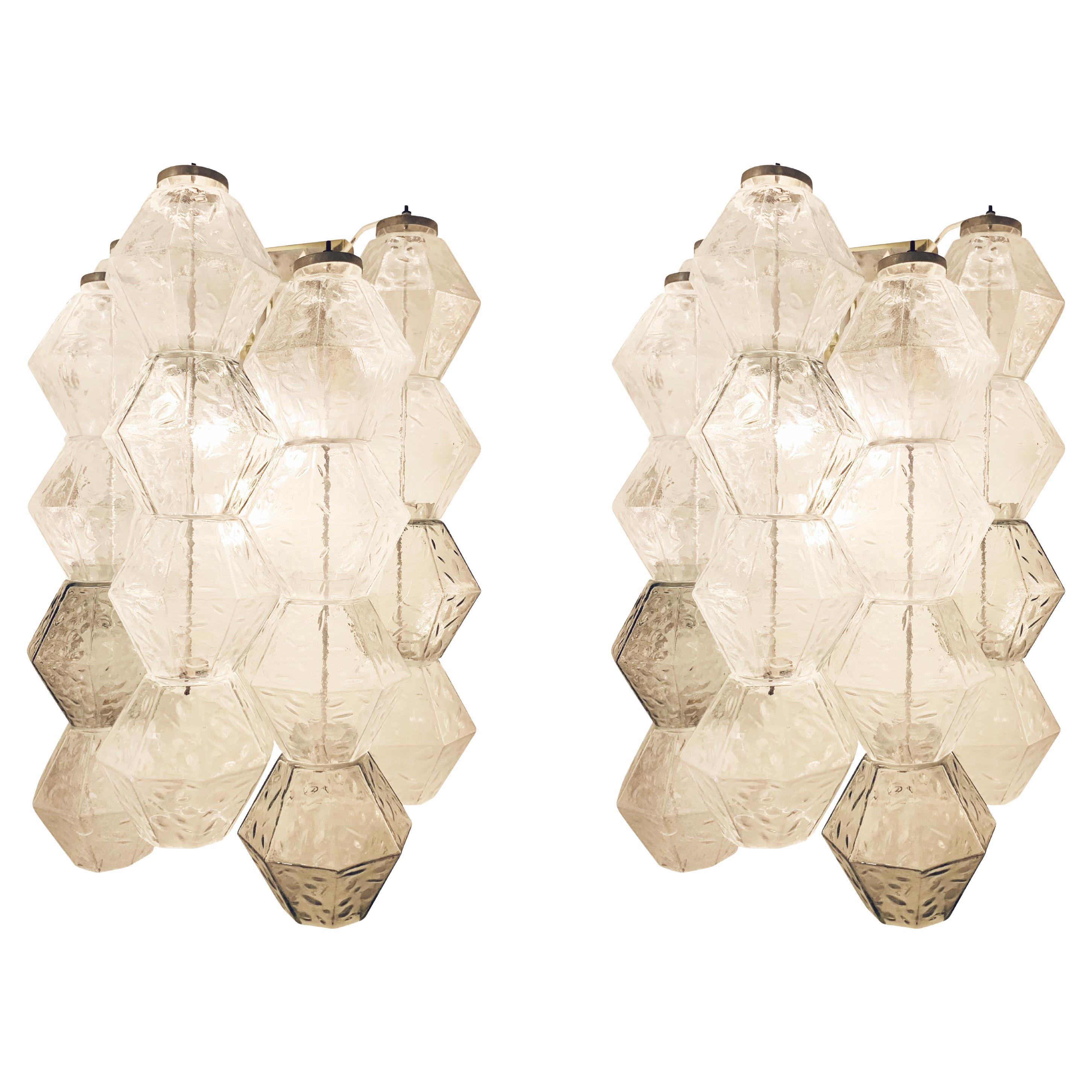 Pair of Murano Glass Wall Lights by Salviati For Sale