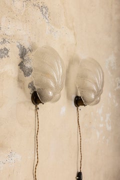 Pair of Murano glass wall lights by Venini, Italy, 1940s.