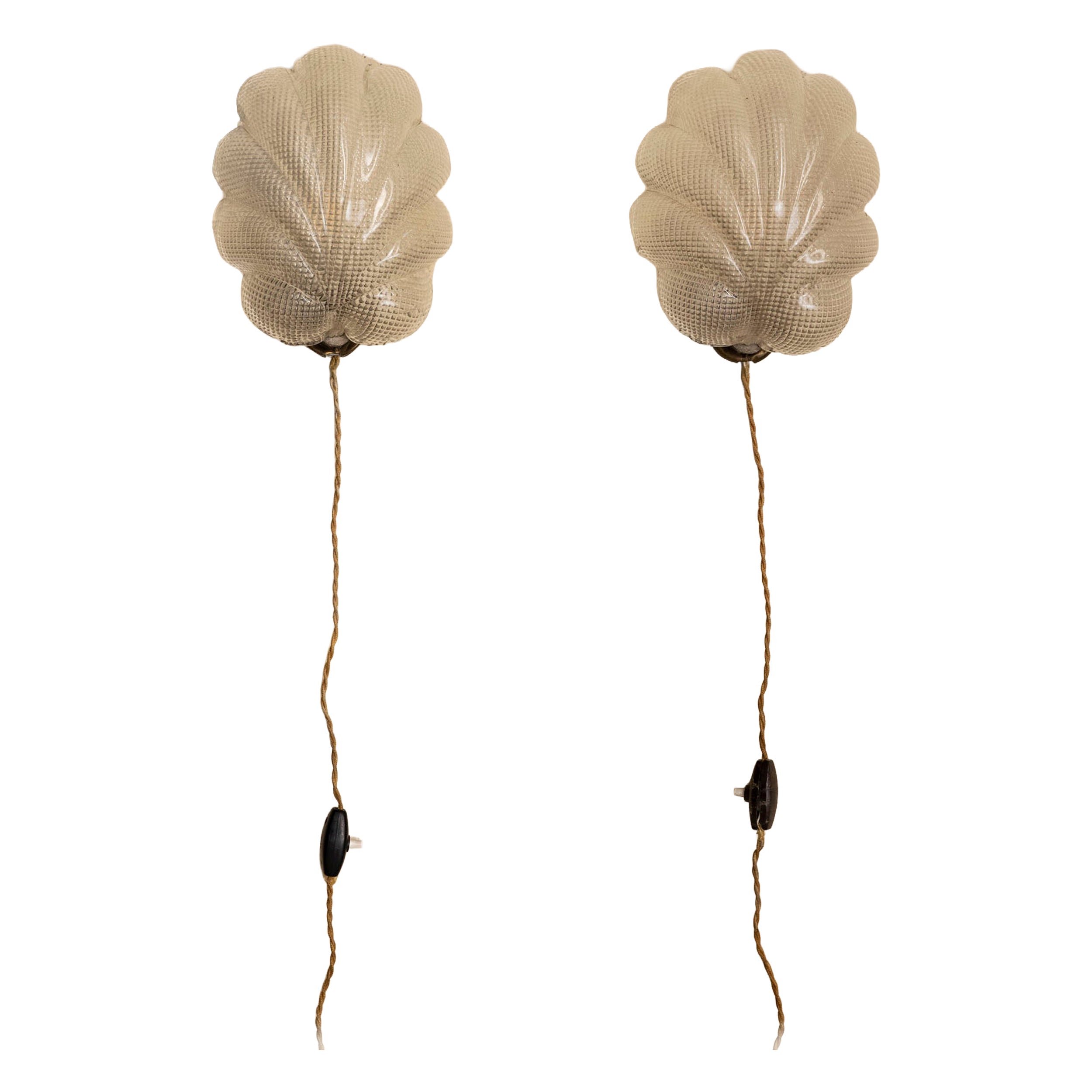 Pair of Murano glass wall lights by Venini, Italy, 1940s. For Sale