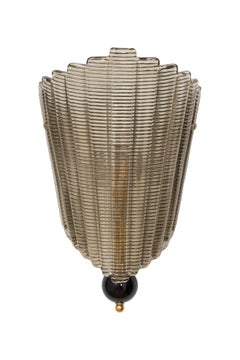 Pair of Murano Glass Wall Sconces, Art Deco Style, in Stock