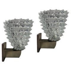 Pair of Murano glass wall sconces, Barovier, 1940s